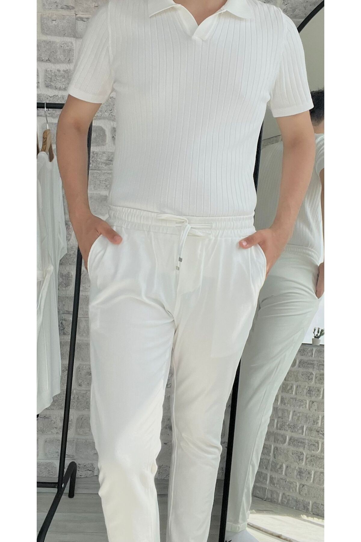 Bel Lastikli Jogger Kumaş Pantolon Old Money