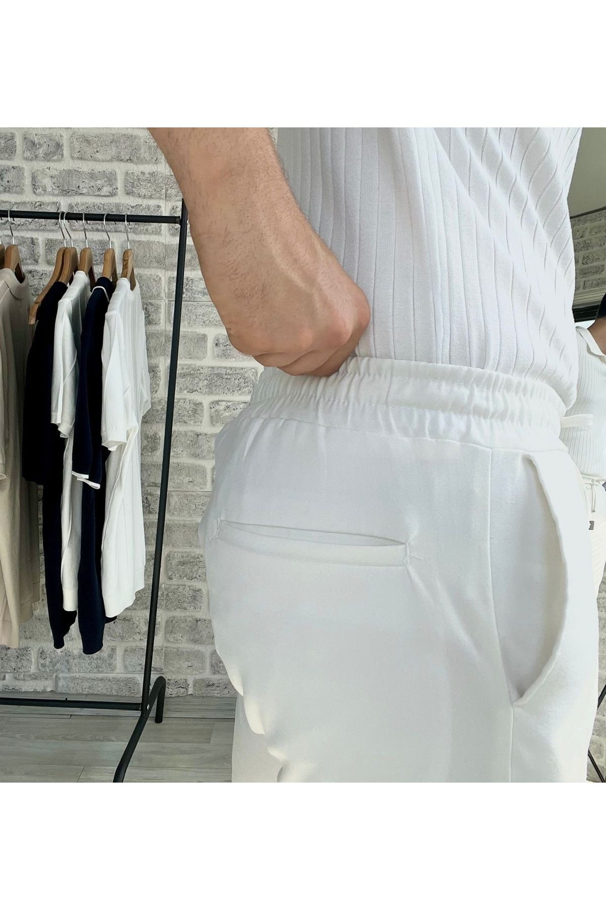 Bel Lastikli Jogger Kumaş Pantolon Old Money
