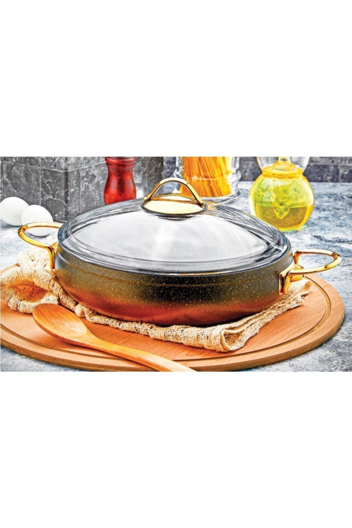 ÖZLİFE 656 Rodi Karnıyarık Tenceresi – 26 cm / Gold Sap – Siyah