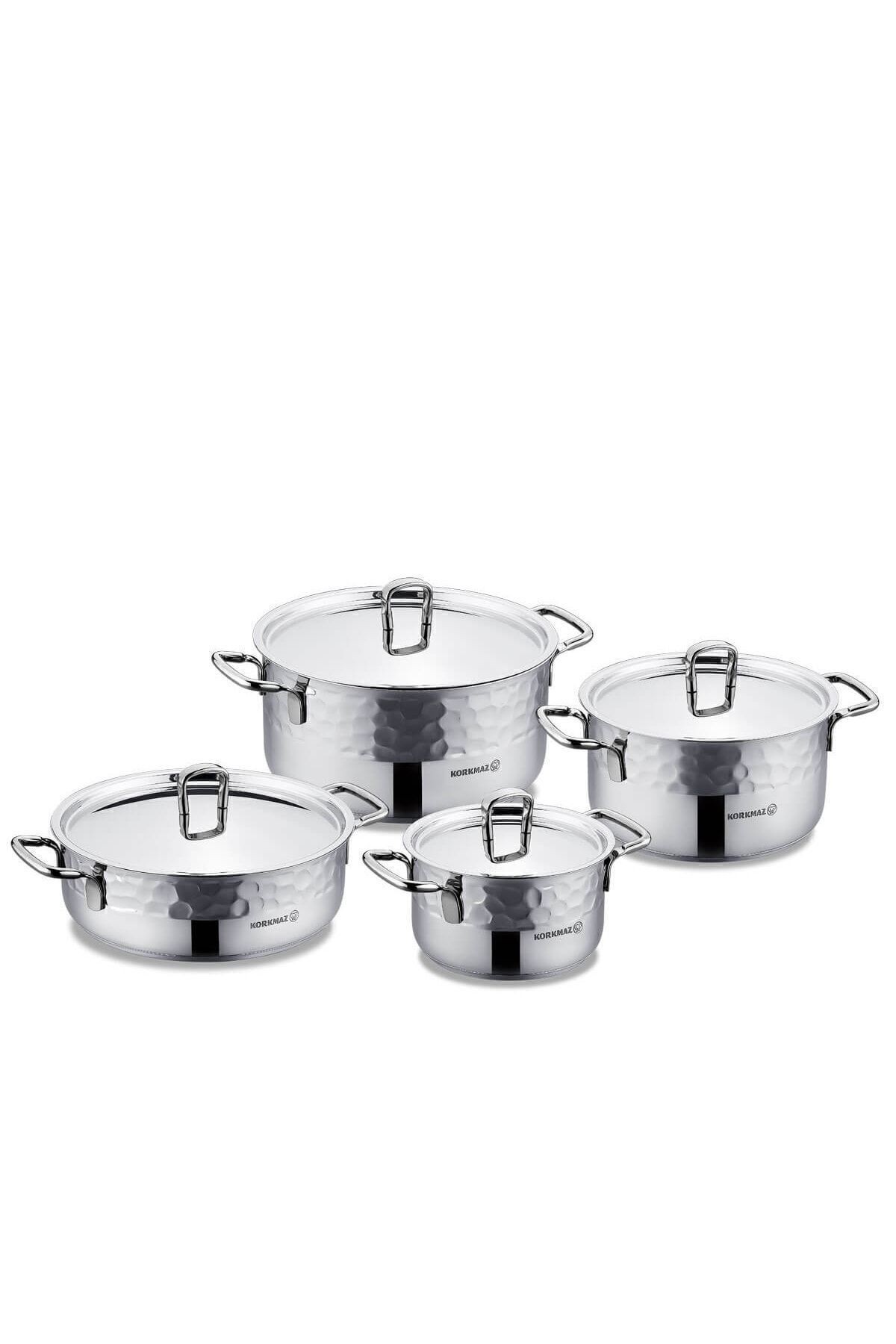 KORKMAZ A1963-01 ERNA 8 Parça Tencere Seti – Inox