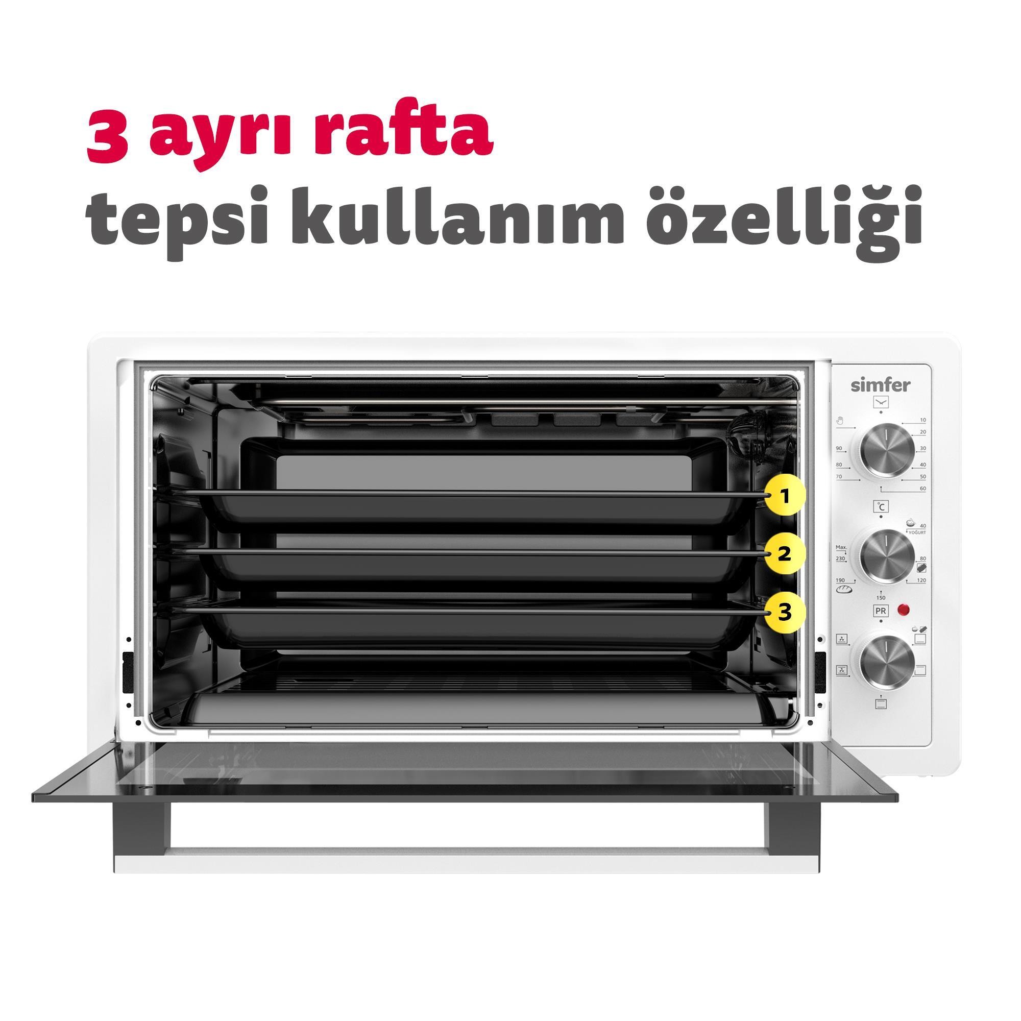 SİMFER 4502 KÖŞELİ FIRIN-BEYAZ-45 LT- TURBO