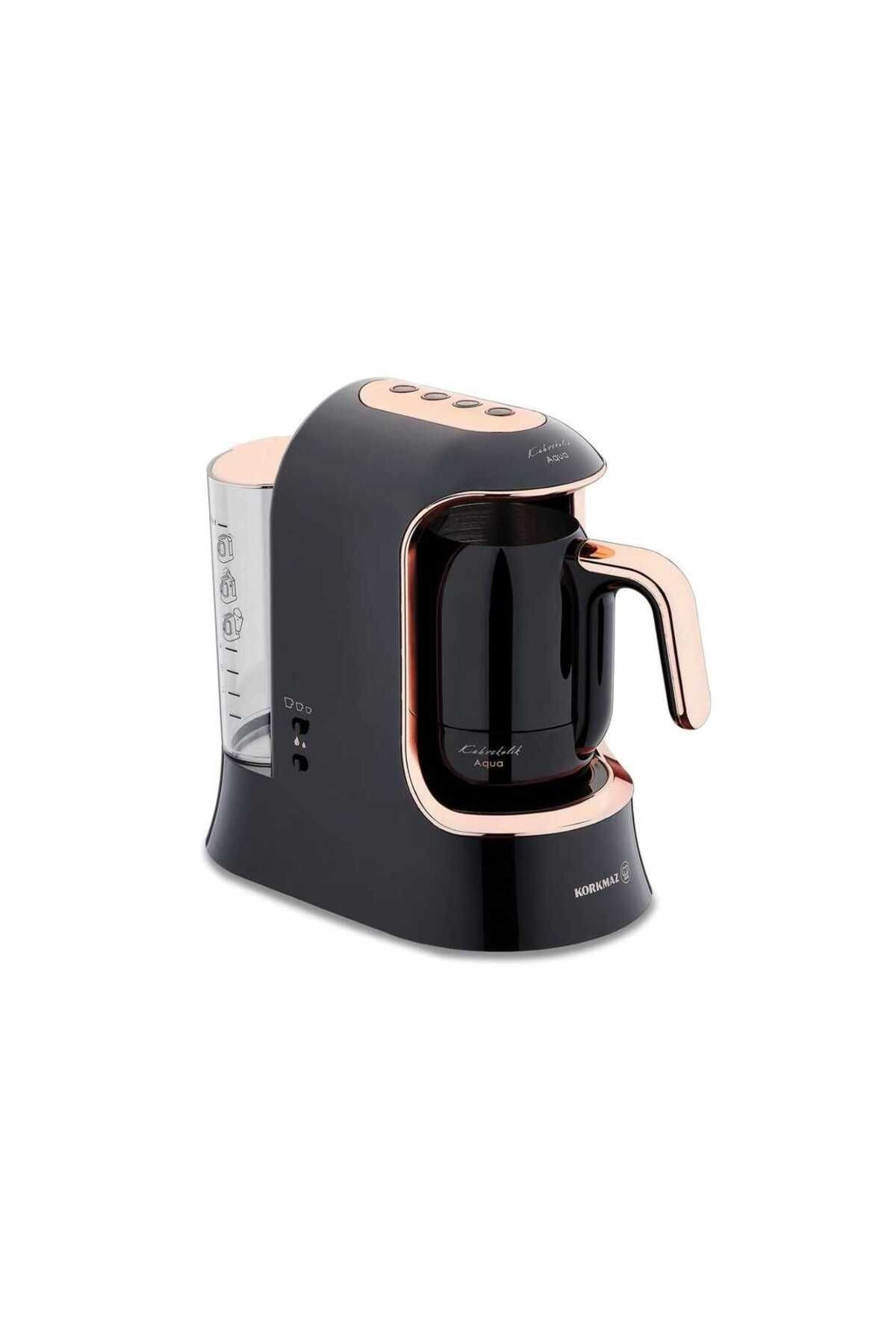 KORKMAZ A862-04 Kahvekolik Deluxe Aqua Türk Kahvesi Makinesi – Siyah / Rosegold