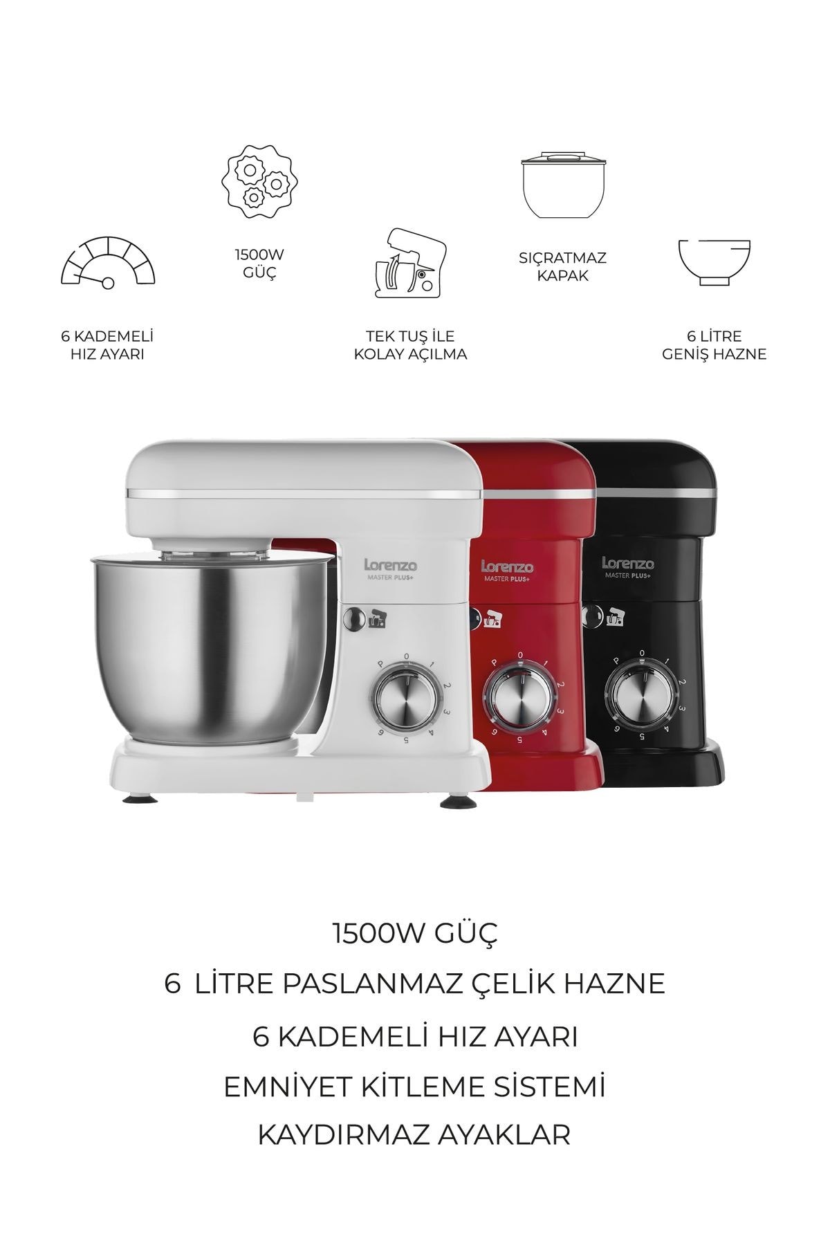 LORENZO MASTERPLUS STAND MİXER HAMUR MAKİNESİ-İNCİ