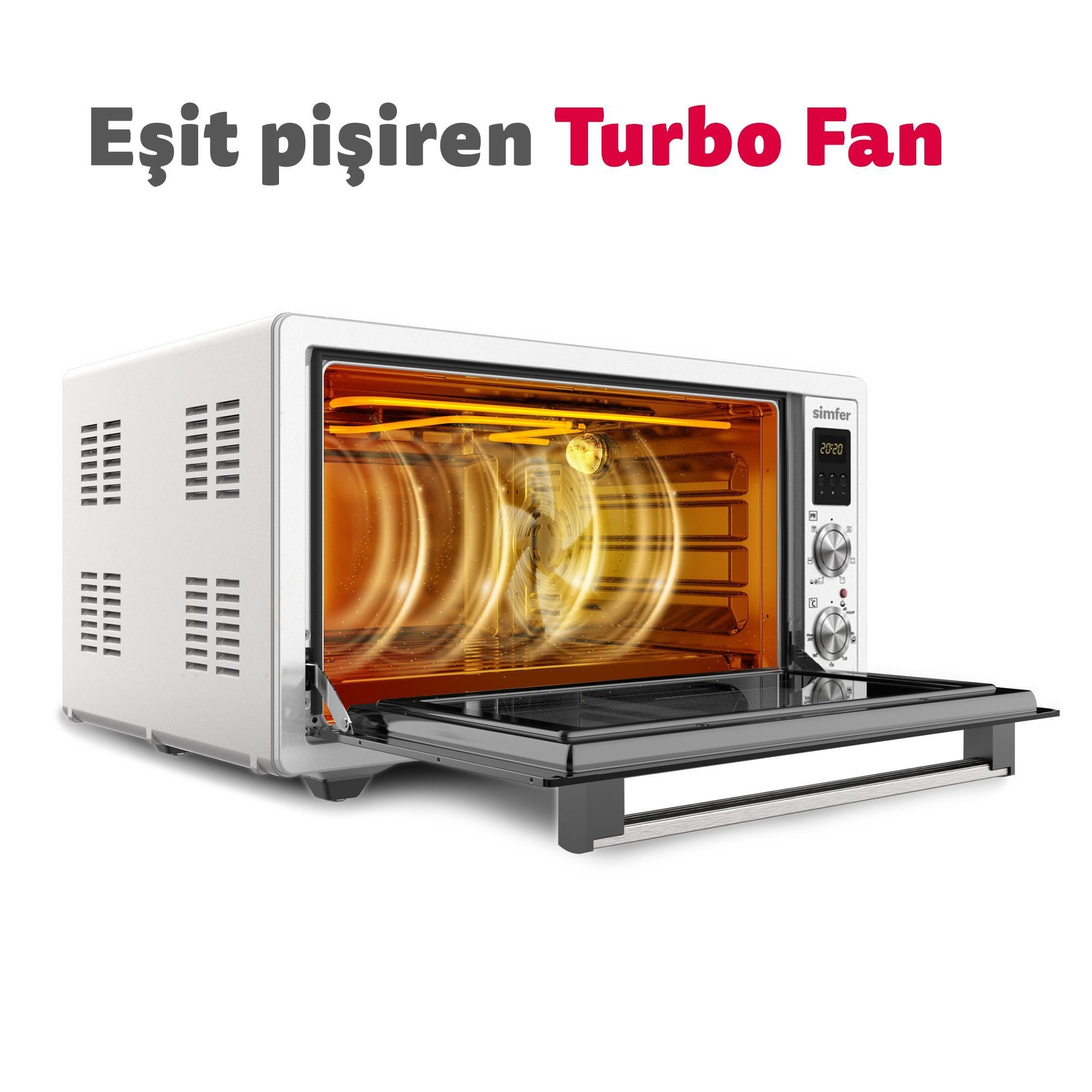 SİMFER 4502 KÖŞELİ FIRIN-BEYAZ-45 LT- TURBO