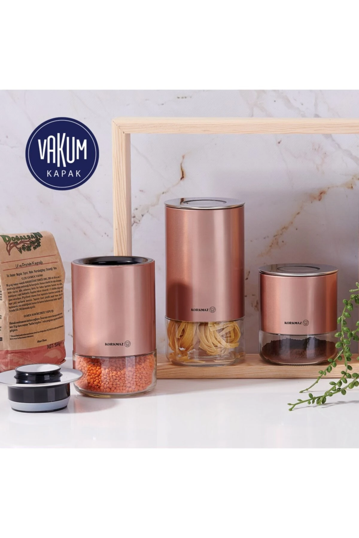 KORKMAZ A5520-2 Stora Plus 3’lü Saklama Seti – Rose Gold