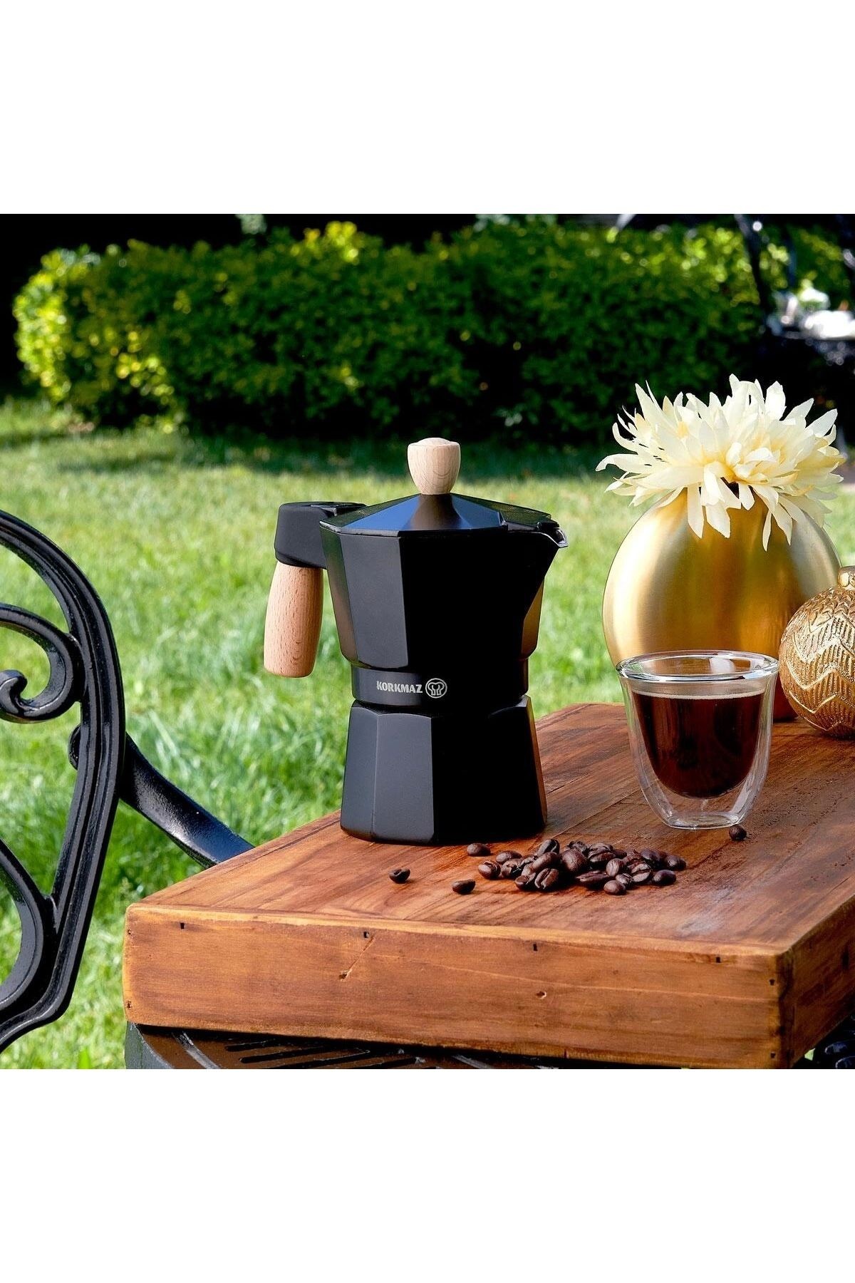 KORKMAZ A5572 ETNA MOKA POT 3 FİNCAN 150 ML SİYAH