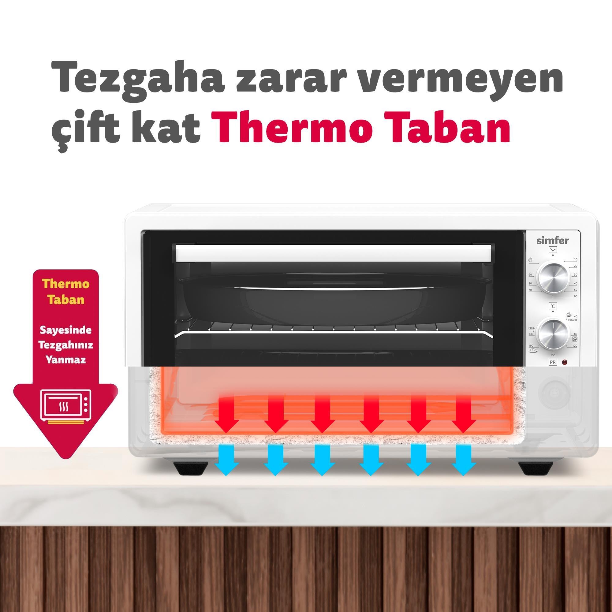 SİMFER 4502 KÖŞELİ FIRIN-BEYAZ-45 LT- TURBO