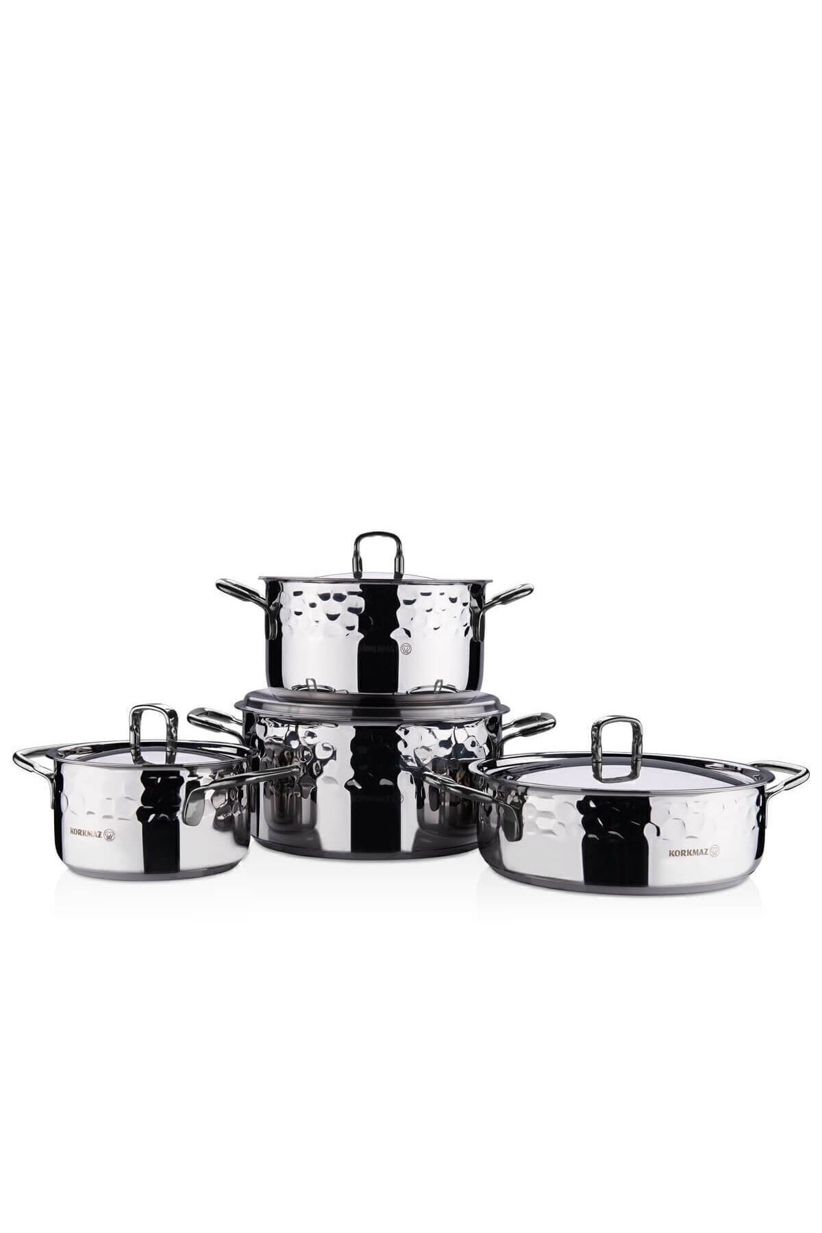 KORKMAZ A1963-01 ERNA 8 Parça Tencere Seti – Inox