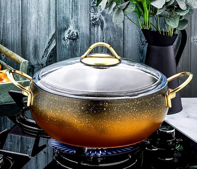 ÖZLİFE 651 RODİ 22 CM DERİN TENCERE – GOLD KULP / SİYAH