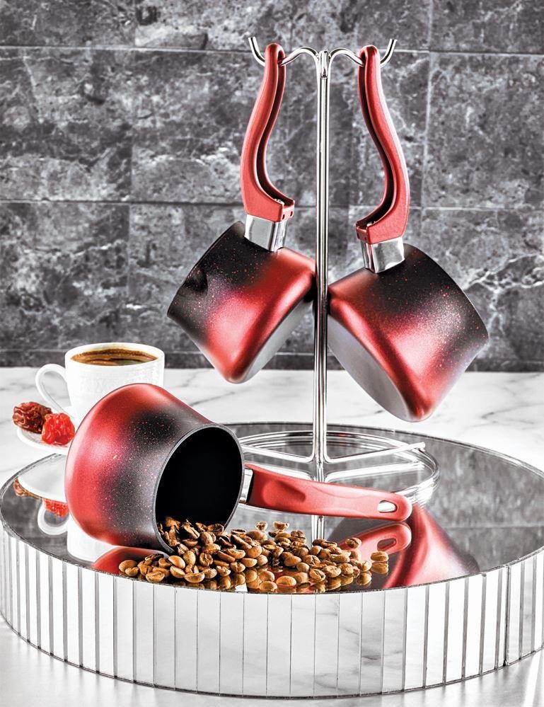 ÖZLİFE 705 RODİ GRANİT 3 LÜ CEZVE TAKIMI-KIRMIZI