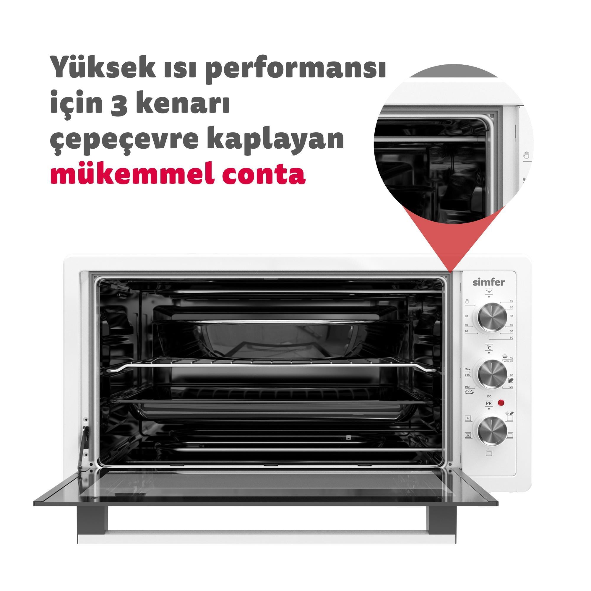 SİMFER 4502 KÖŞELİ FIRIN-BEYAZ-45 LT- TURBO