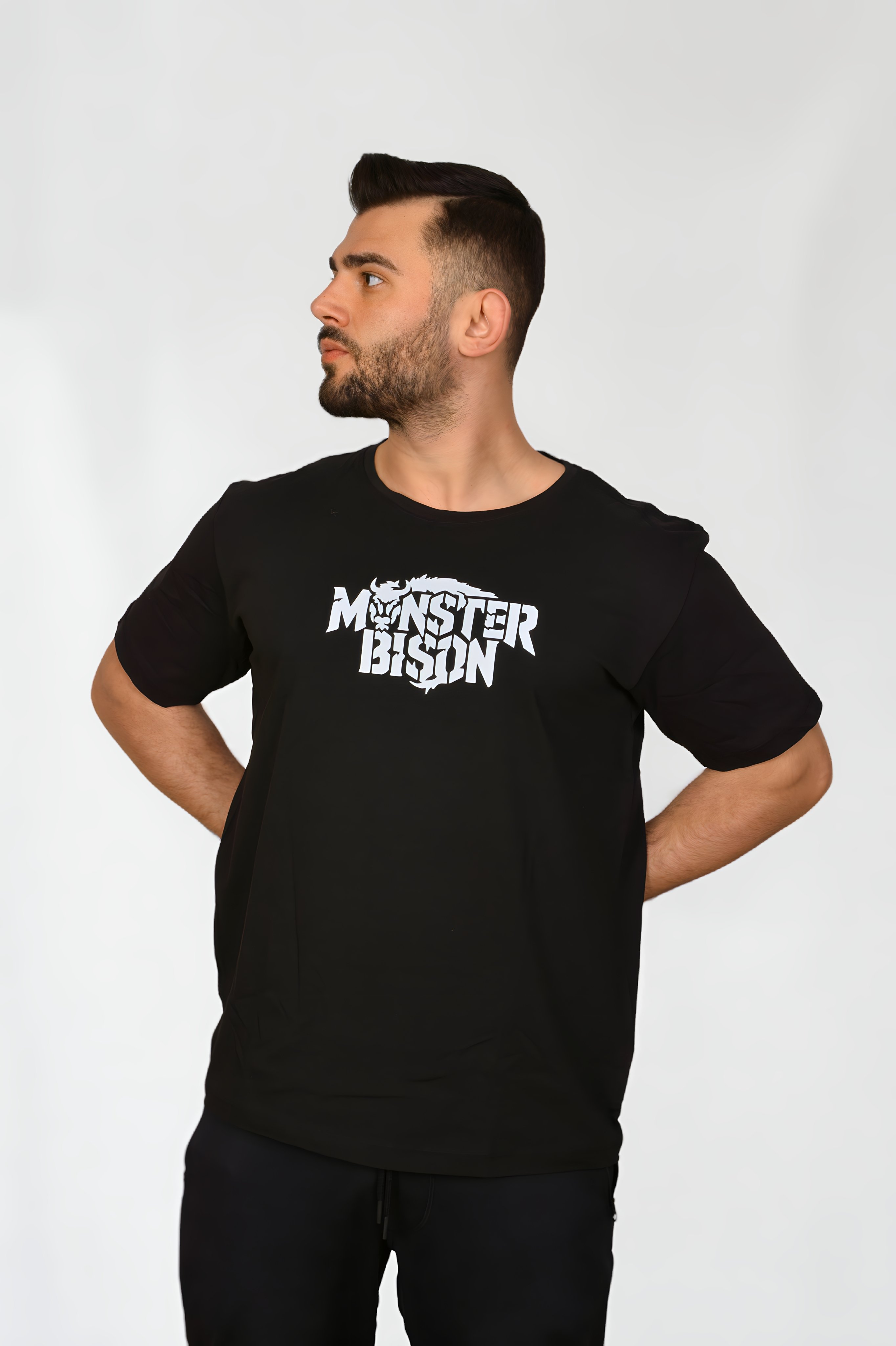 Monster Bison Siyah Oversize T-shirt