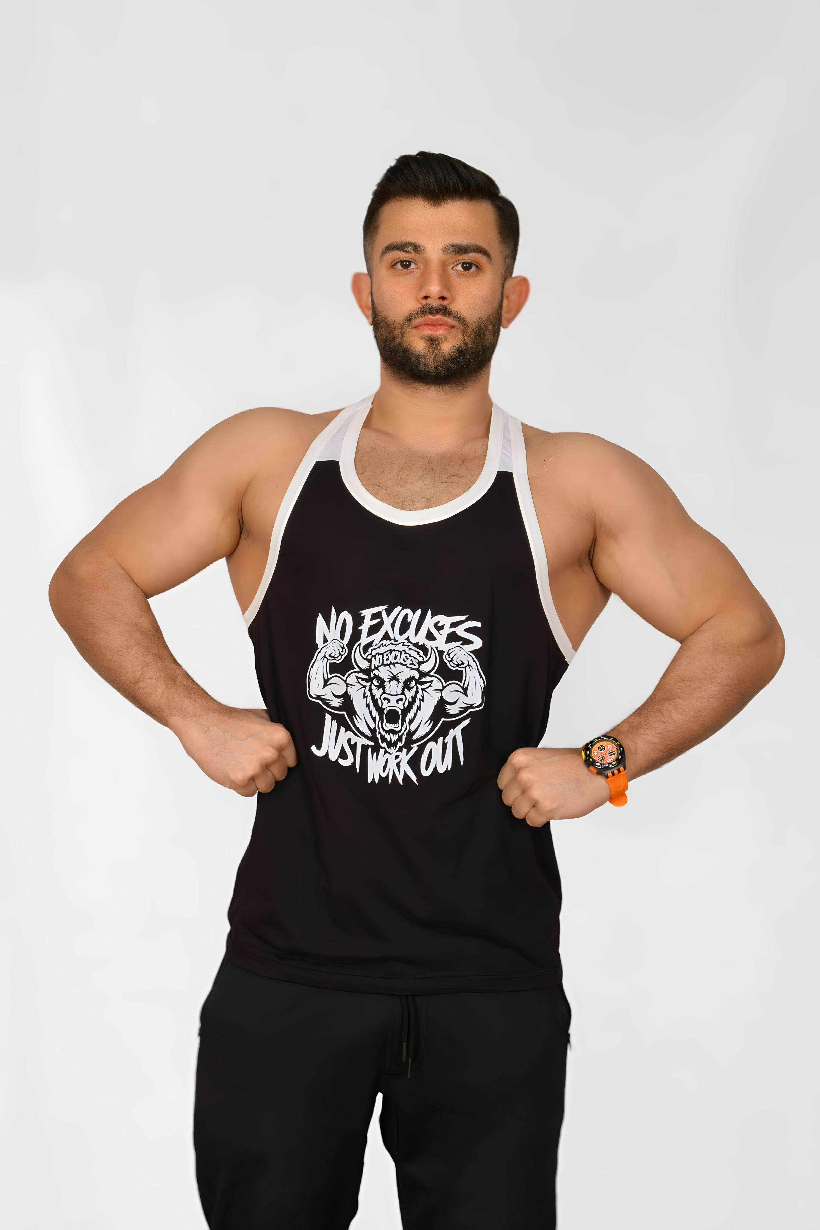 No Excuses Just Workout Siyah Gym Atlet 