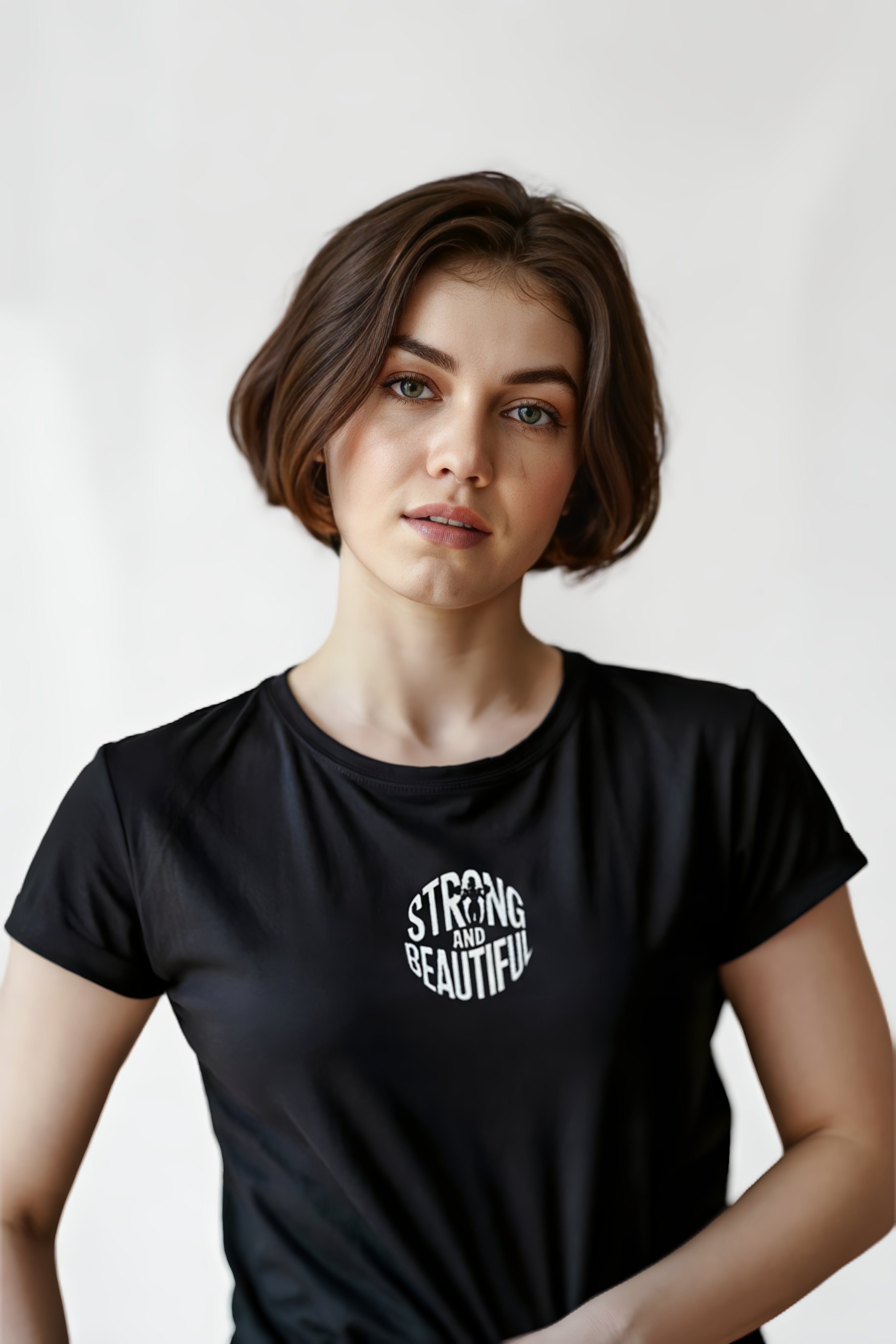Strong and Beatiful Siyah Kadın T-shirt