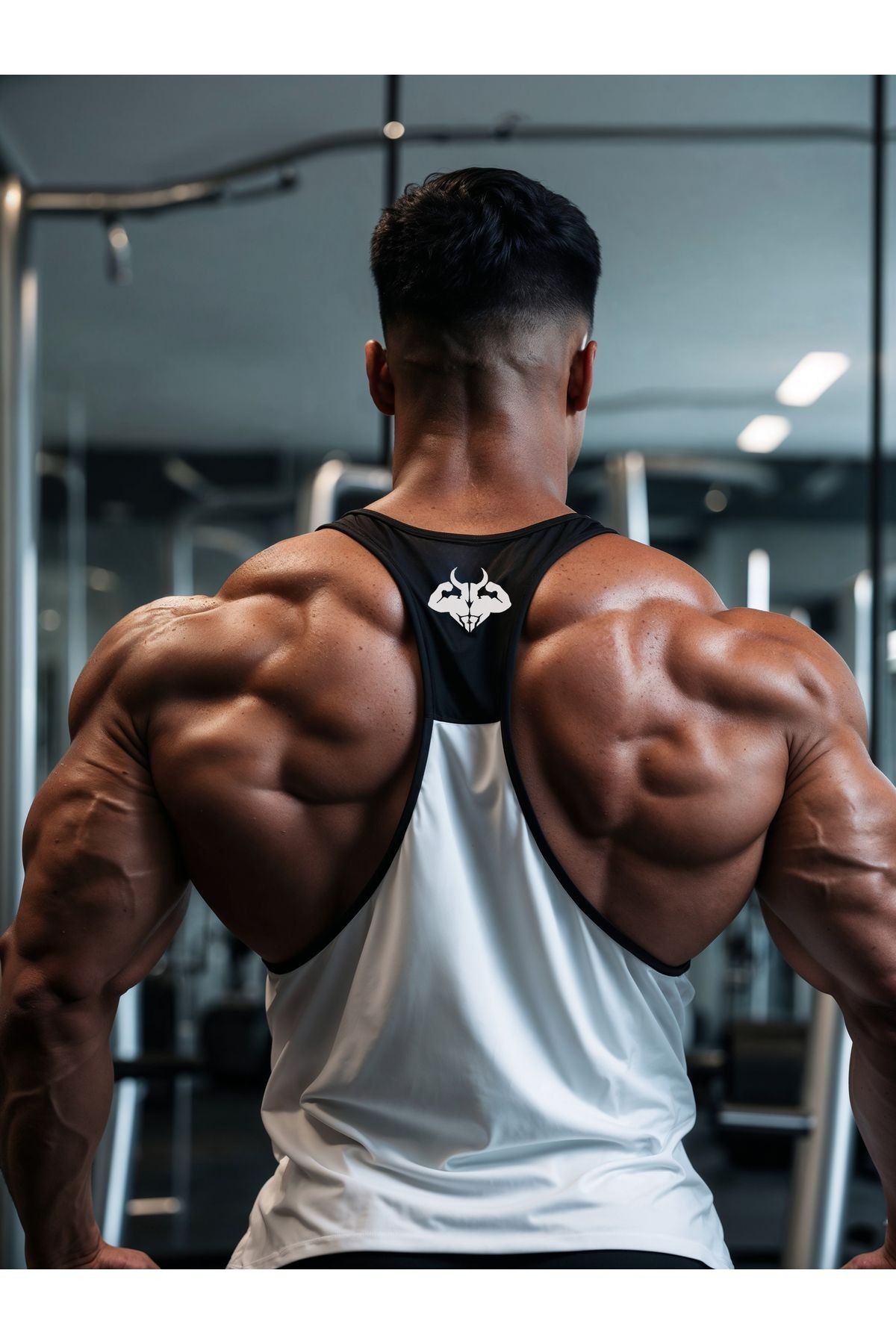 Beyaz Gym Fitness Tank Top Sporcu Atleti