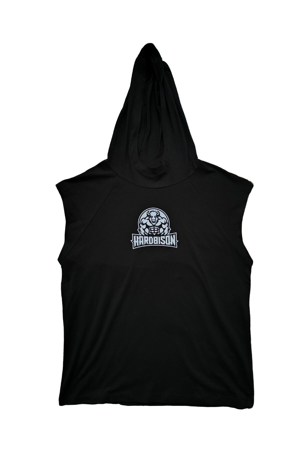 Siyah Kolsuz Kapüşonlu Gym Spor Ve Günlük T-shirt