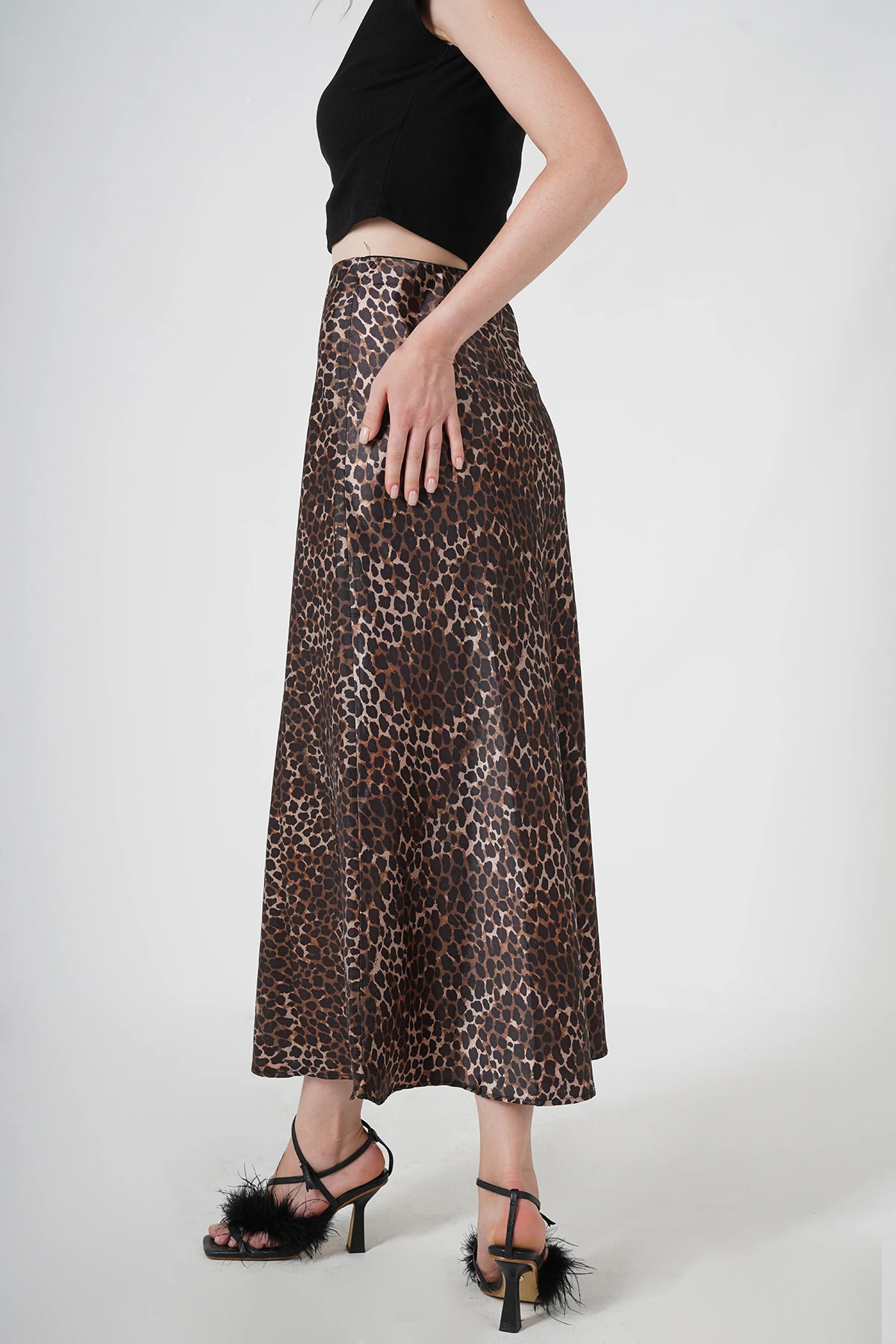 Leopar Desenli Maxi Kadın Etek - Görsel 8