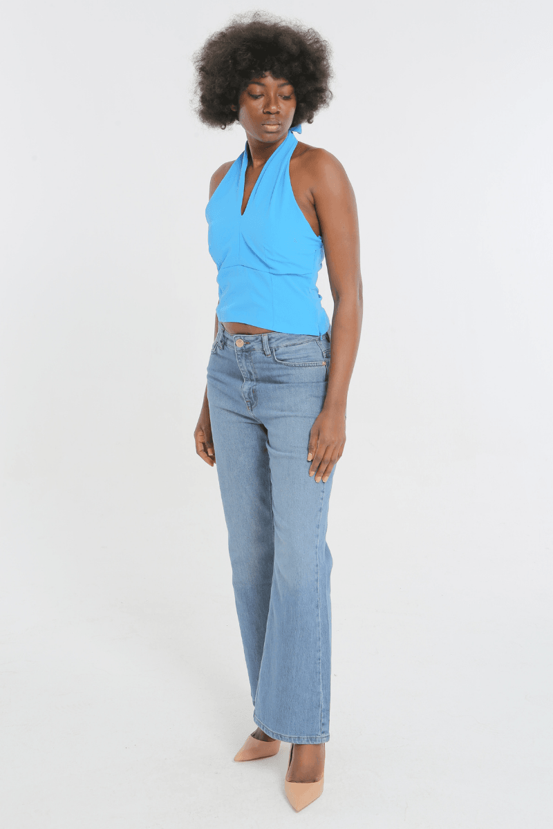 KOYU MAVİ İSPANYOL PAÇA JEANS