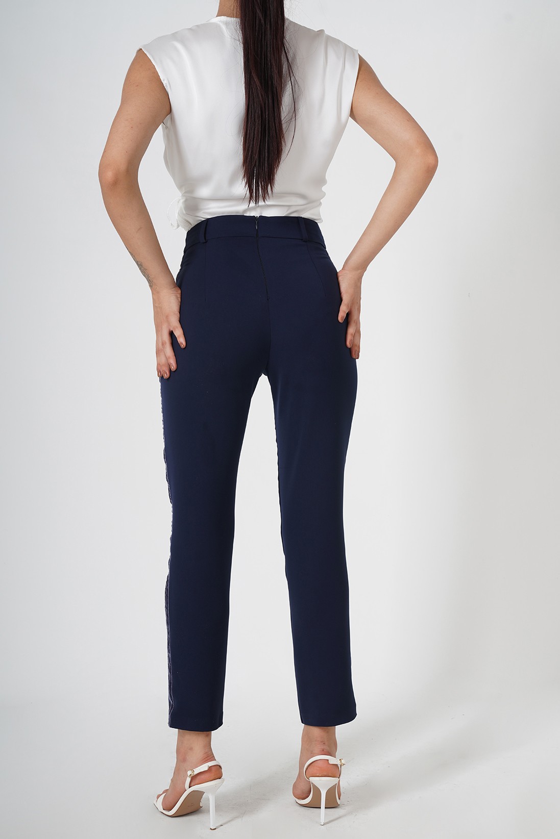 KADİFE ŞERİTLİ LACİVERT PANTOLON