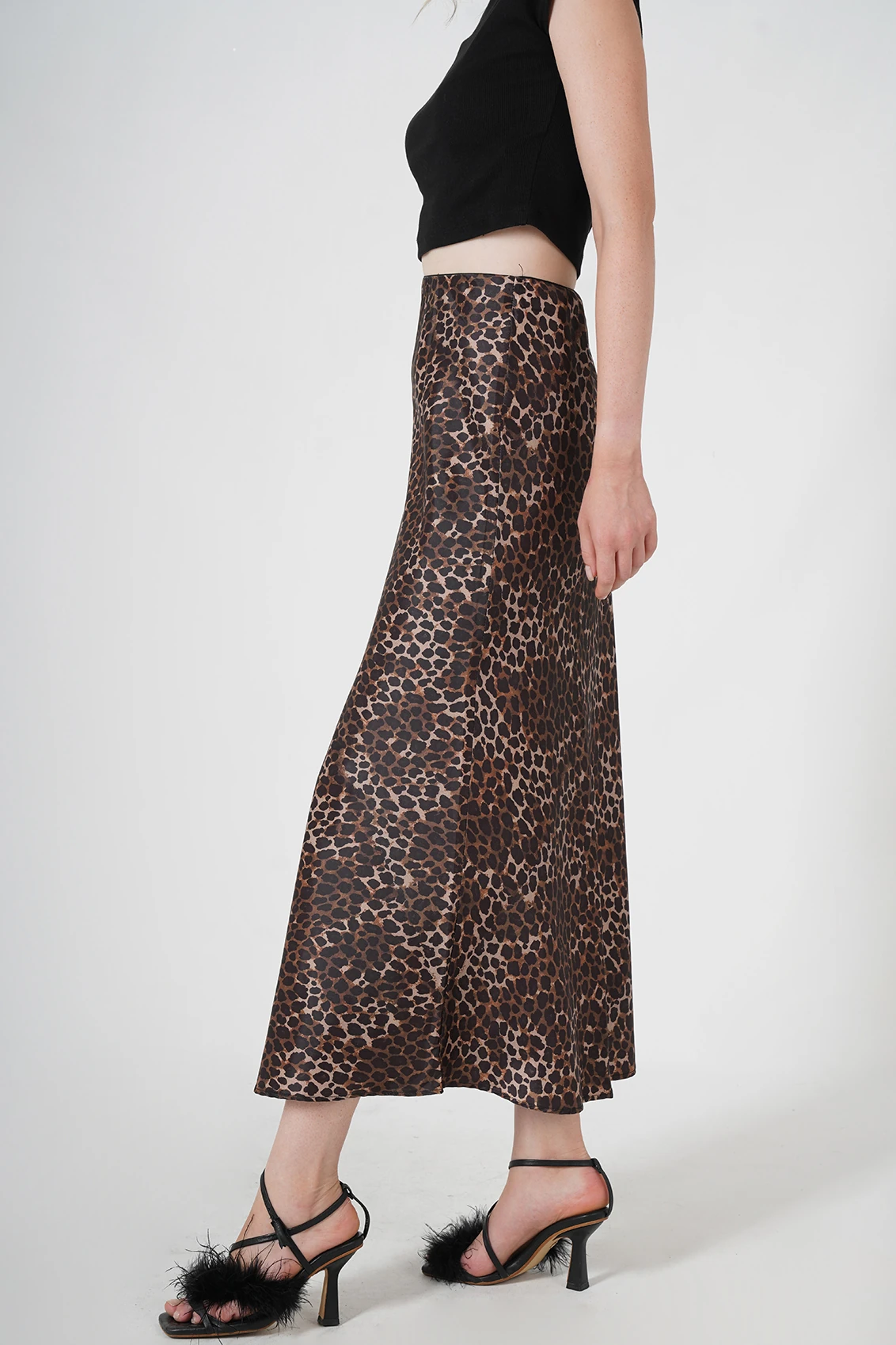 Leopar Desenli Maxi Kadın Etek - Görsel 6