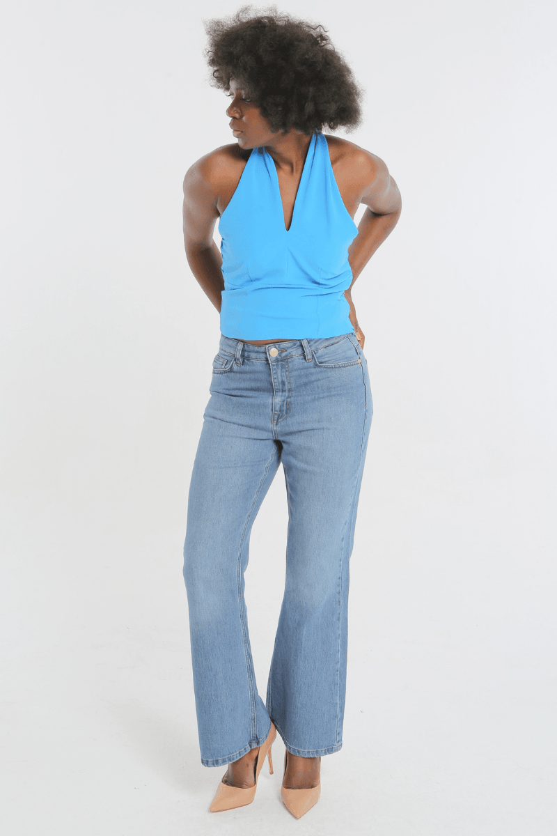 KOYU MAVİ İSPANYOL PAÇA JEANS