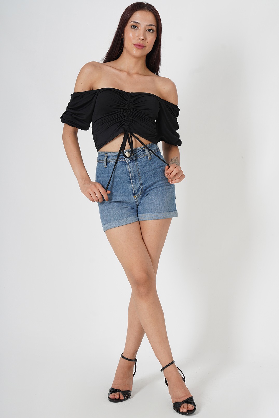 BAĞCIK DETAYLI CROP BLUZ