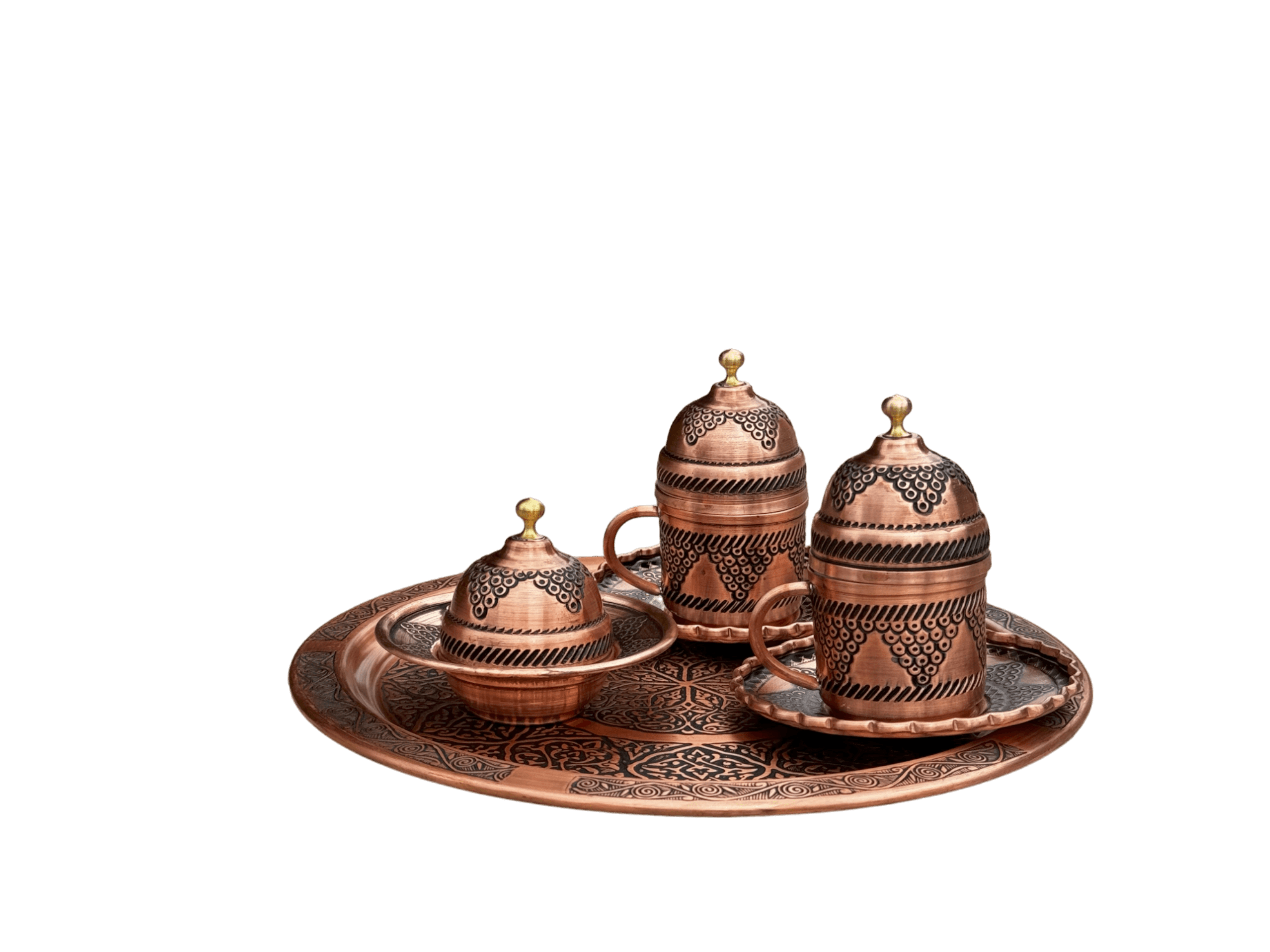 Turkish Coffee Set and Serving Bowl and Tray