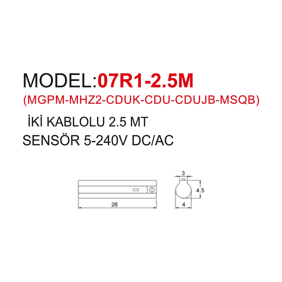 2,5M İKİ KABLOLU (MGPM&CDU&CDUK&MSQB)SERİSİ SENSÖR