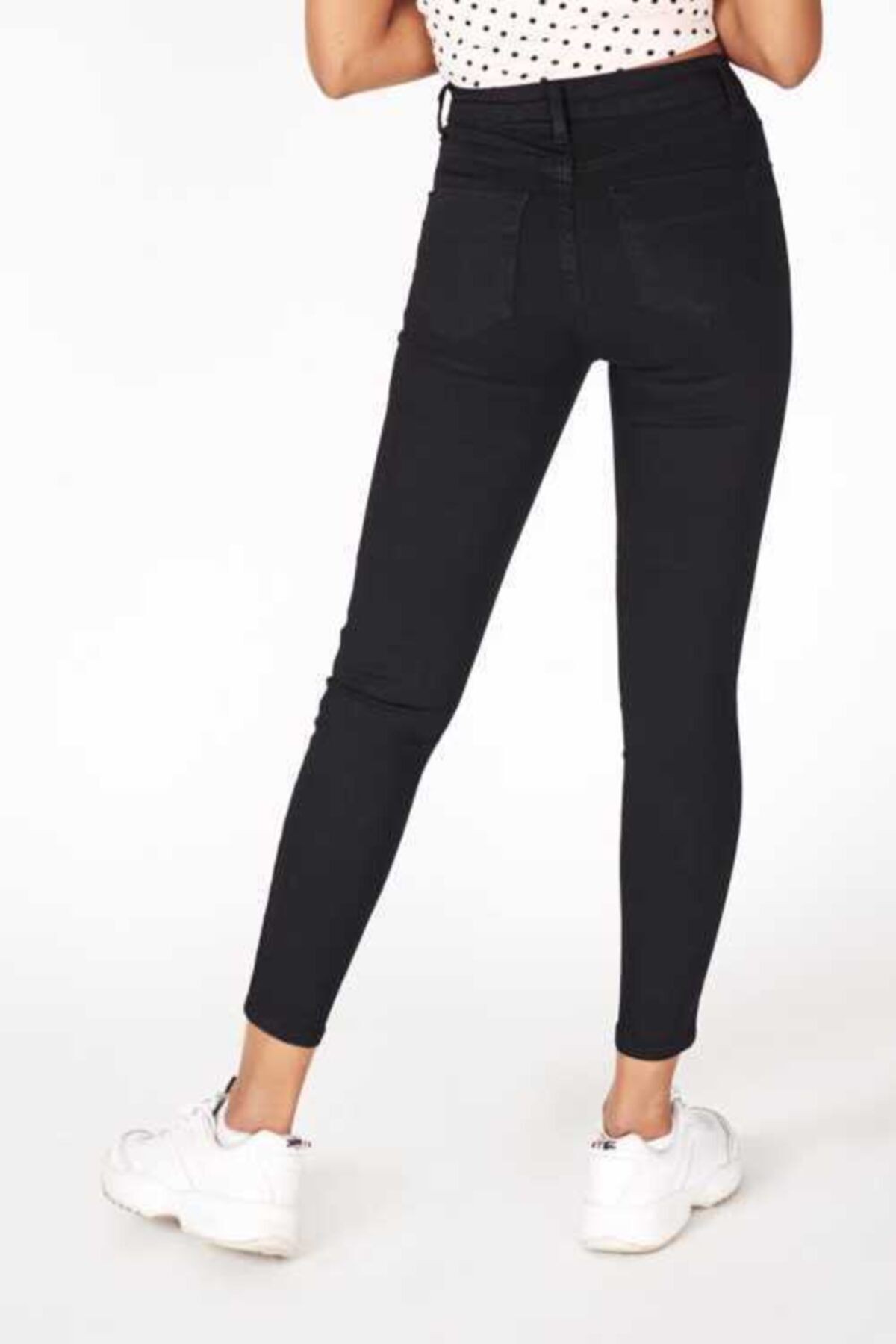 Kadın Siyah Yüksek Bel Dar Paça Skinny Fit Likralı Pantolon