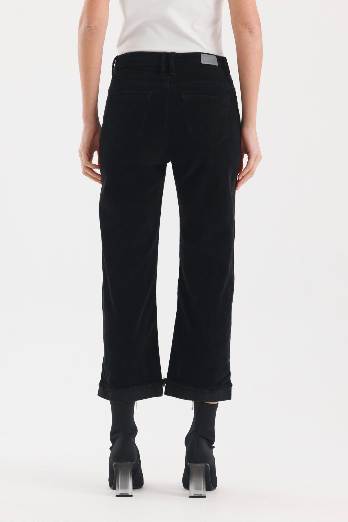 Nairobi Wide Leg Geniş Paça Kadife Pantolon-32 - Siyah