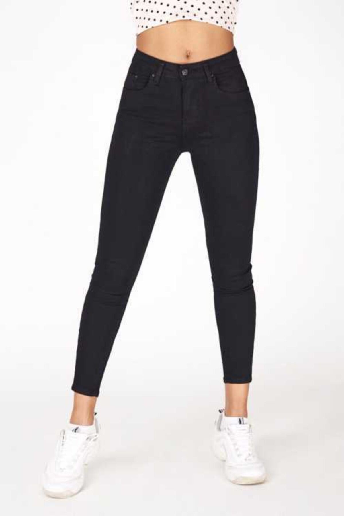Kadın Siyah Yüksek Bel Dar Paça Skinny Fit Likralı Pantolon