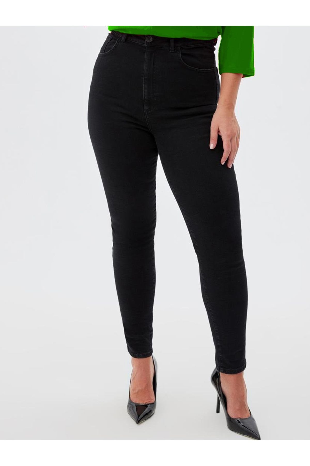 Yüksek Bel Skinny Jean Siyah