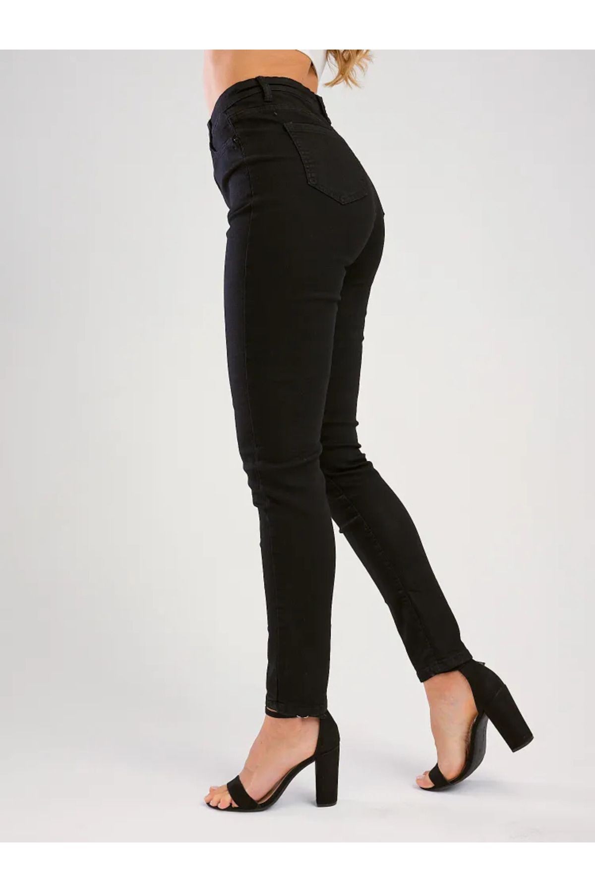 BUCHA JEANS SÜPER SİYAH RENK ATMAZ YÜKSEK BEL ETİKET BUCHA