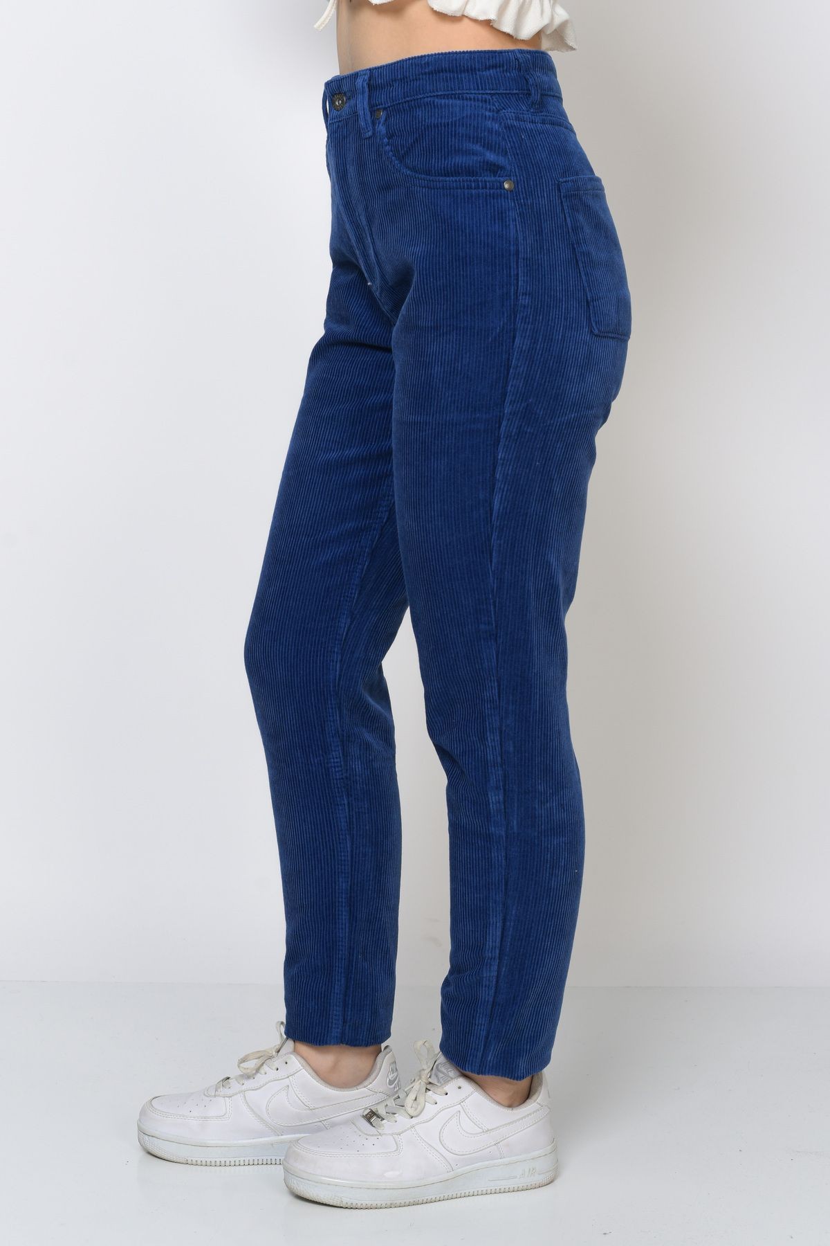 Cepli Fitilli Kadife Mom Pantolon- Lila