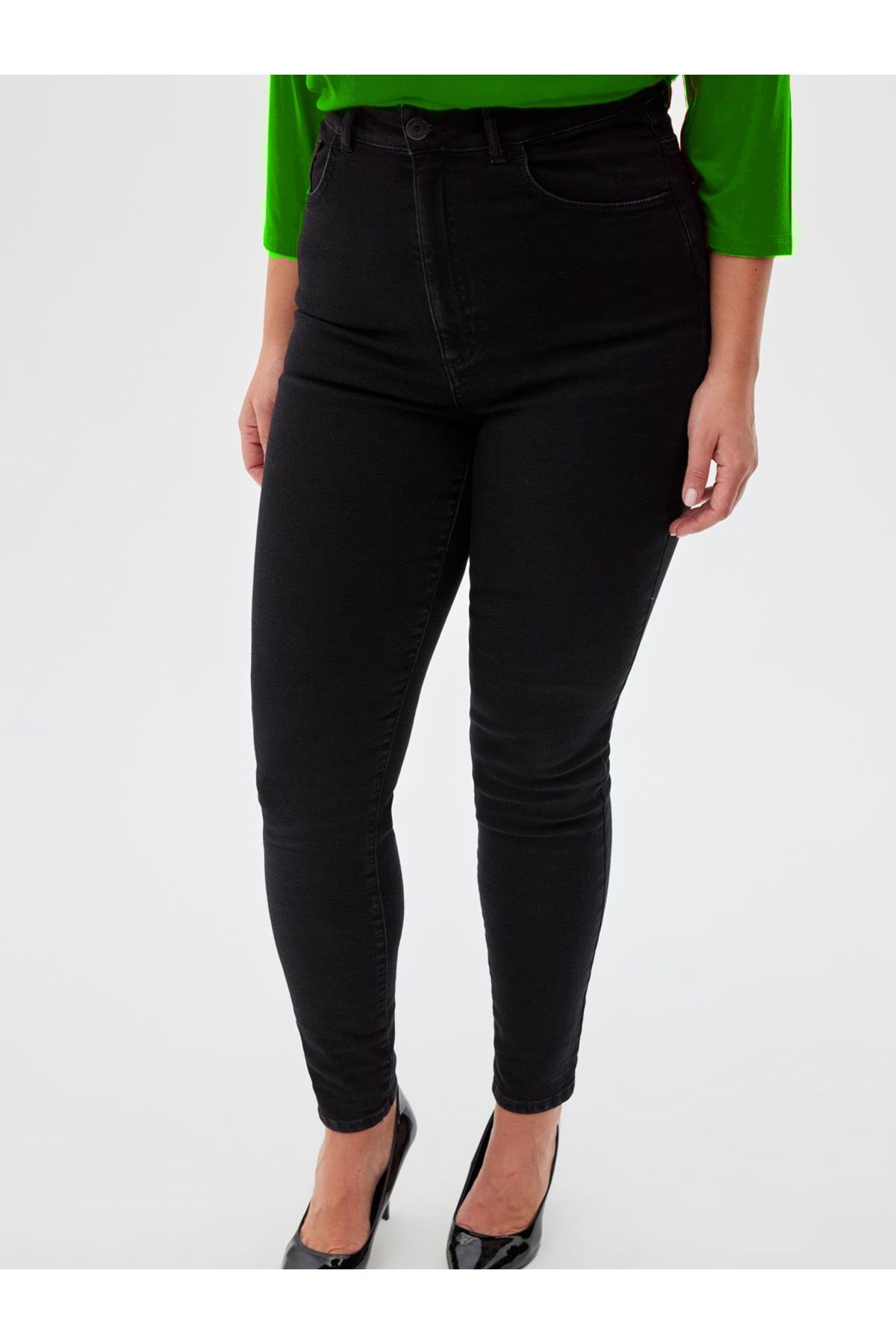Yüksek Bel Skinny Jean Siyah