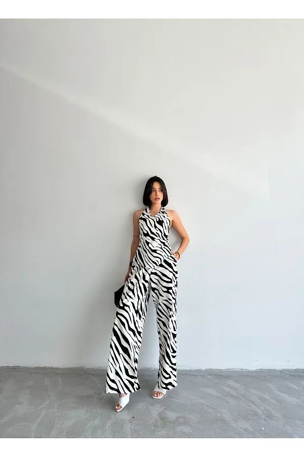Desenli İkili Peplum Model Takım