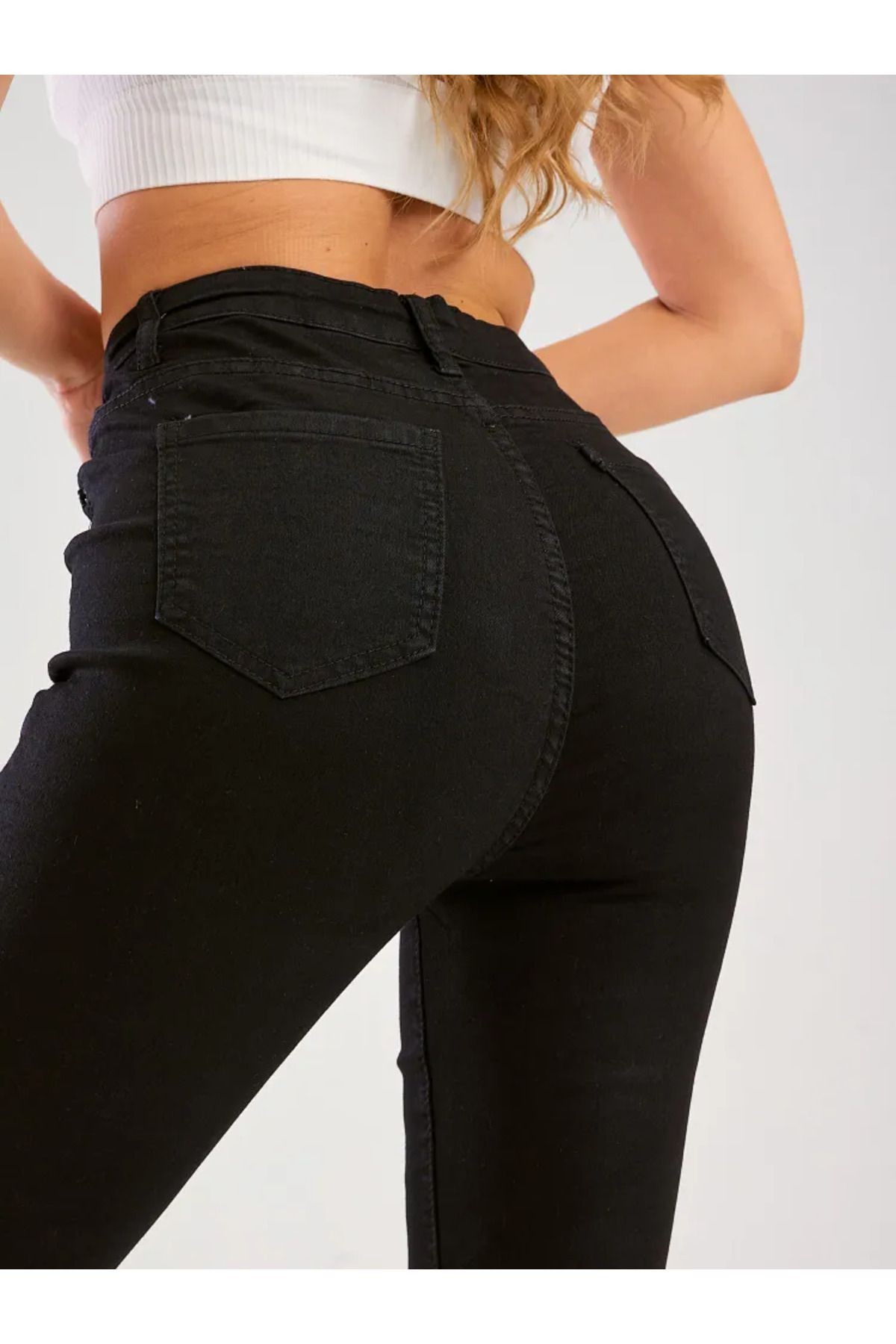 BUCHA JEANS SÜPER SİYAH RENK ATMAZ YÜKSEK BEL ETİKET BUCHA