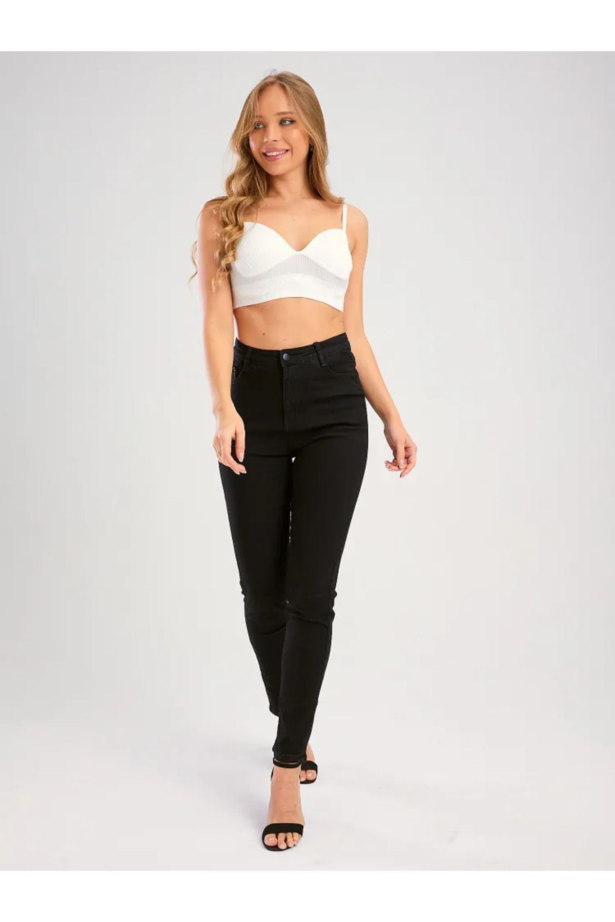 BUCHA JEANS SÜPER SİYAH RENK ATMAZ YÜKSEK BEL ETİKET BUCHA