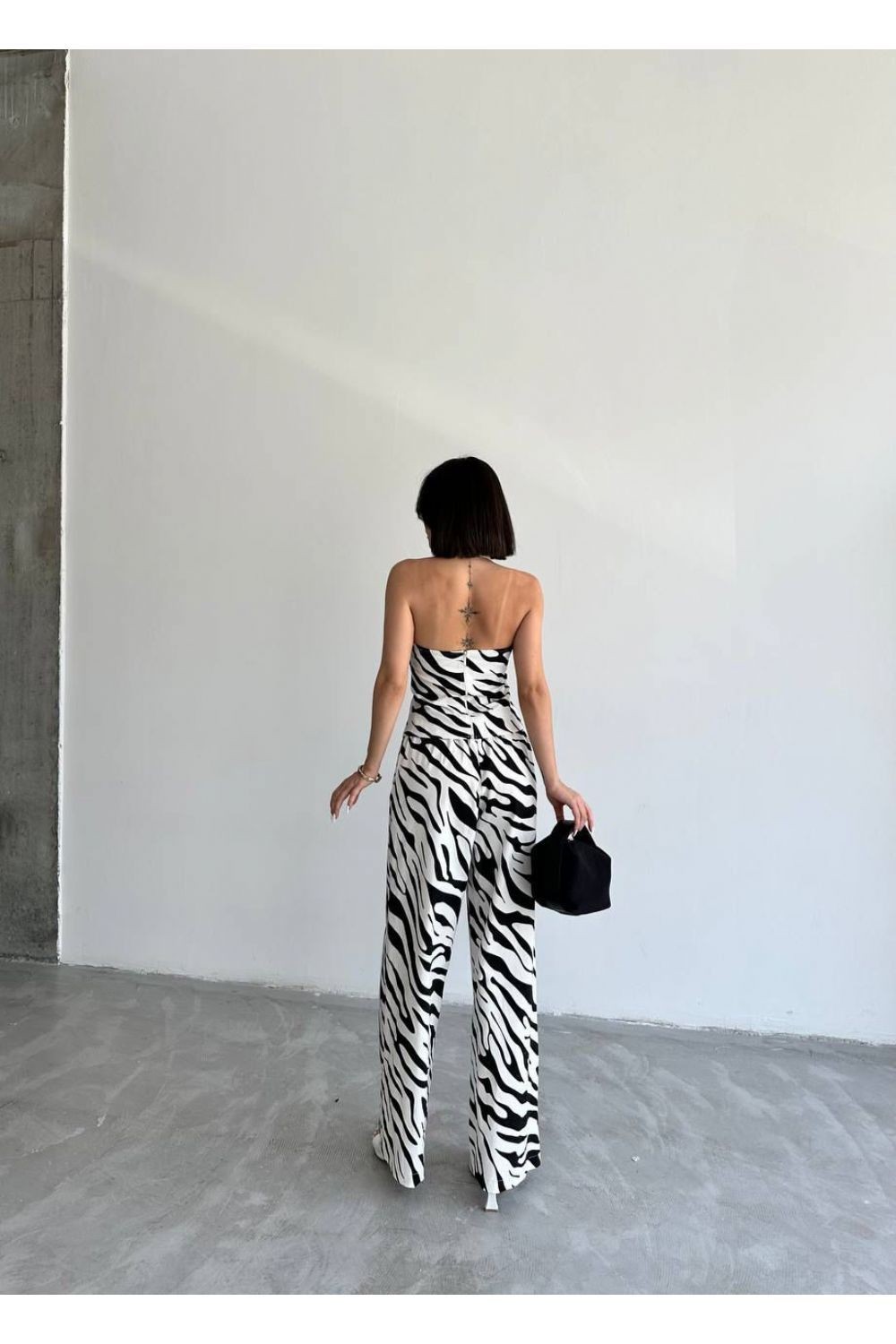 Desenli İkili Peplum Model Takım