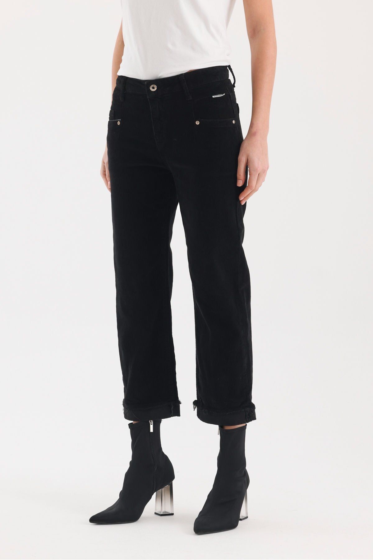 Nairobi Wide Leg Geniş Paça Kadife Pantolon-32 - Siyah
