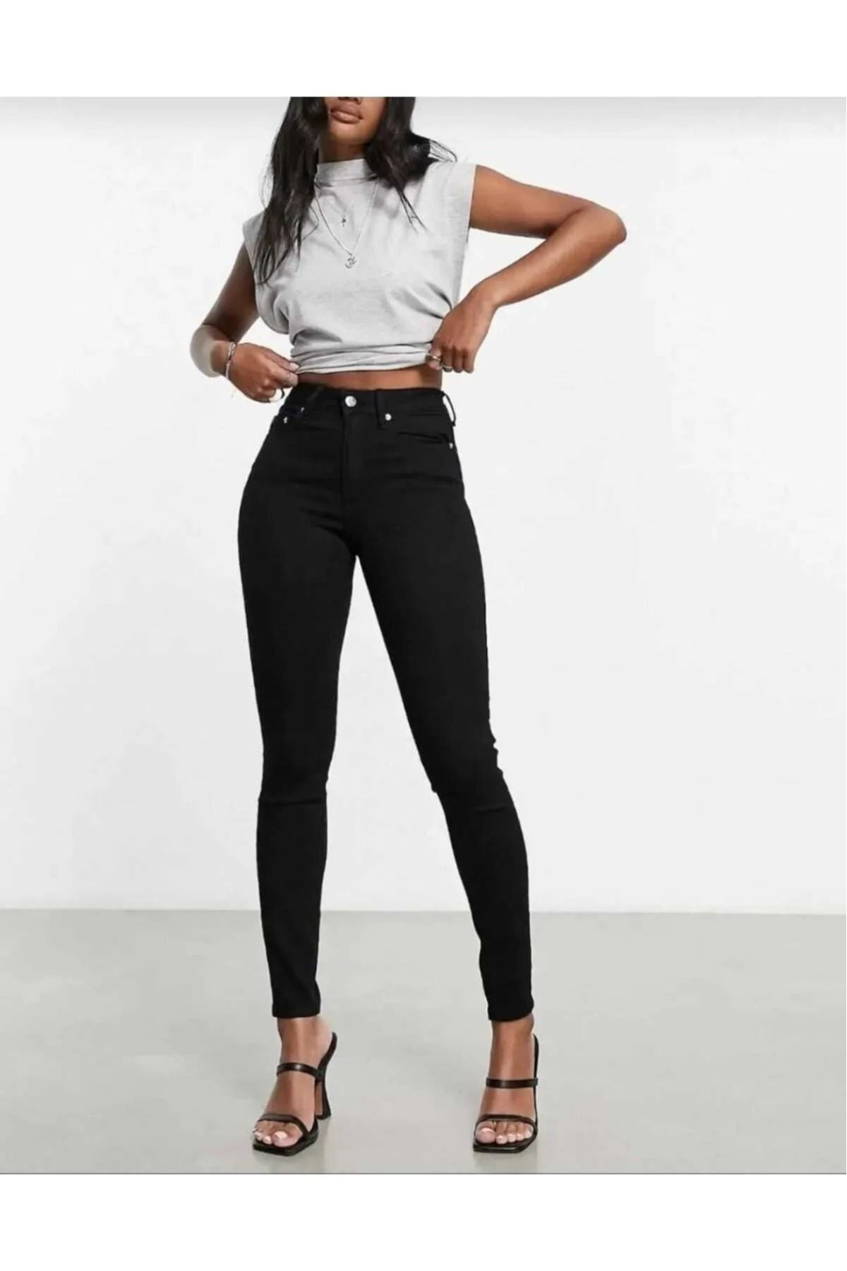 Siyah Skinny Likralı Yüksek Bel Ekstra Esnek Kot Pantolon- S Jeans