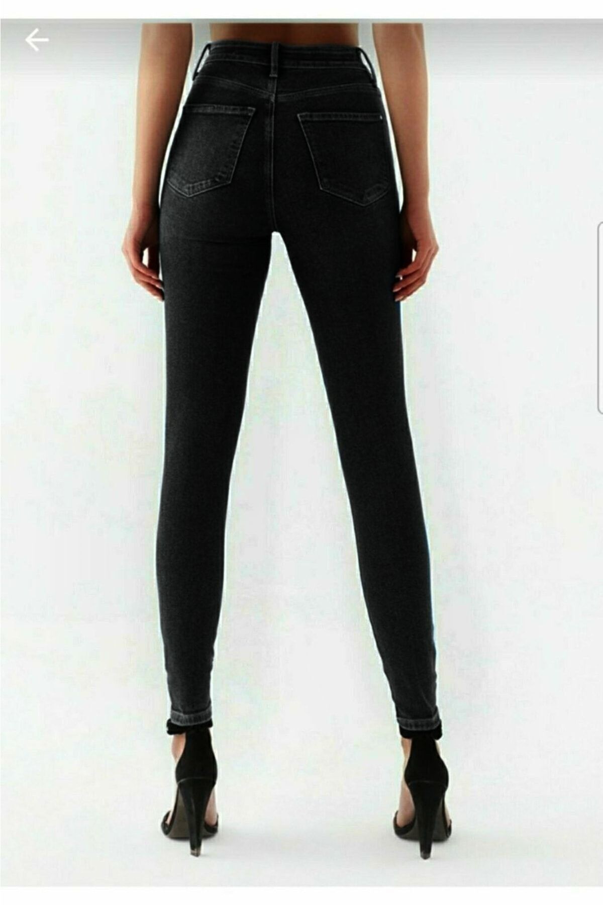 Alice Kadın Siyah Antrasit Gölgeli Yüksel Bel Dar Paça Skinny Likralı Kot Pantalon