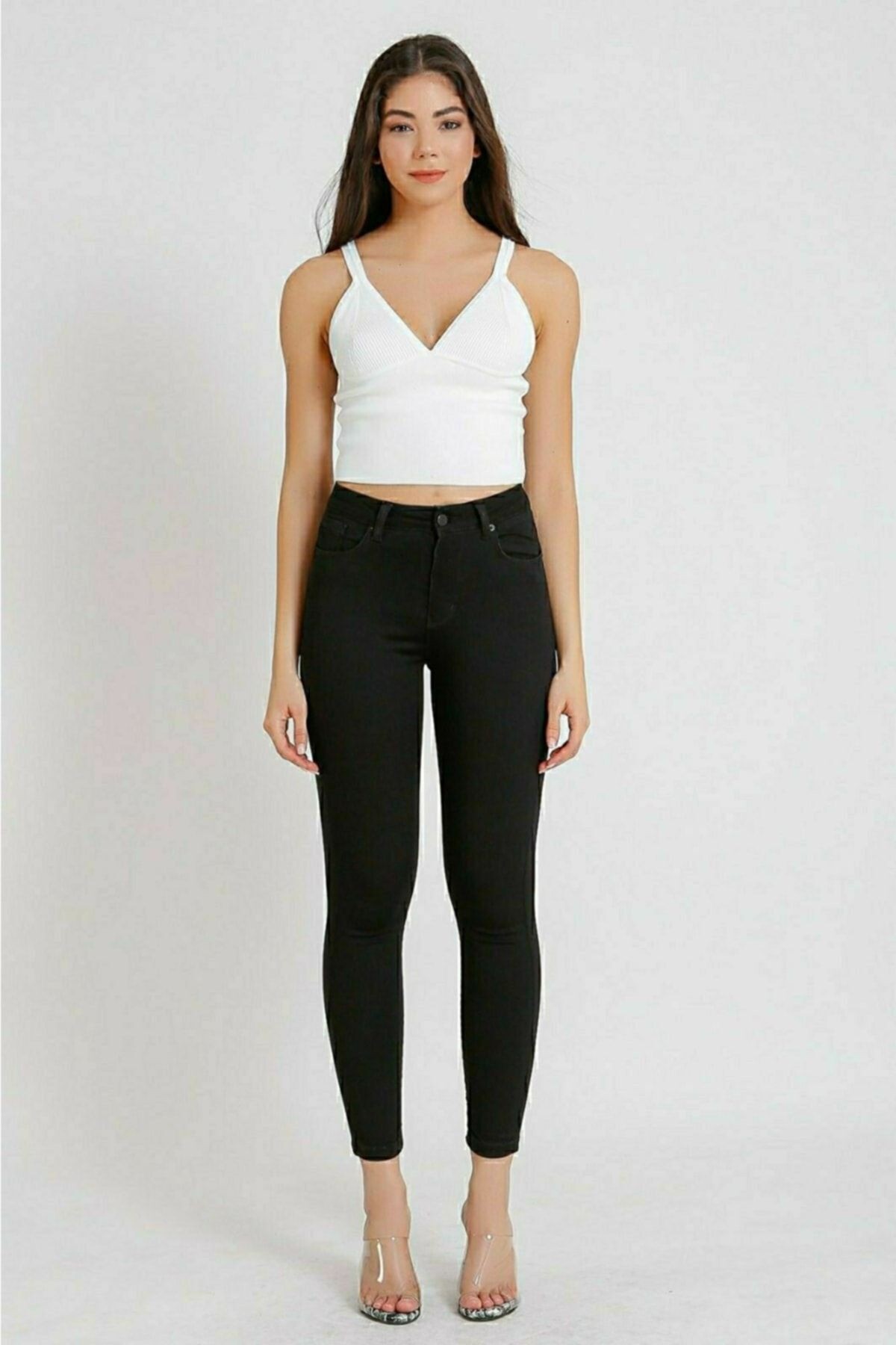 BUCHA JEANS SÜPER SİYAH RENK ATMAZ YÜKSEK BEL ETİKET BUCHA
