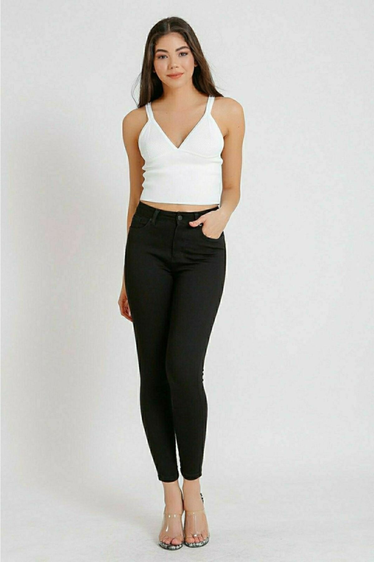 BUCHA JEANS SÜPER SİYAH RENK ATMAZ YÜKSEK BEL ETİKET BUCHA