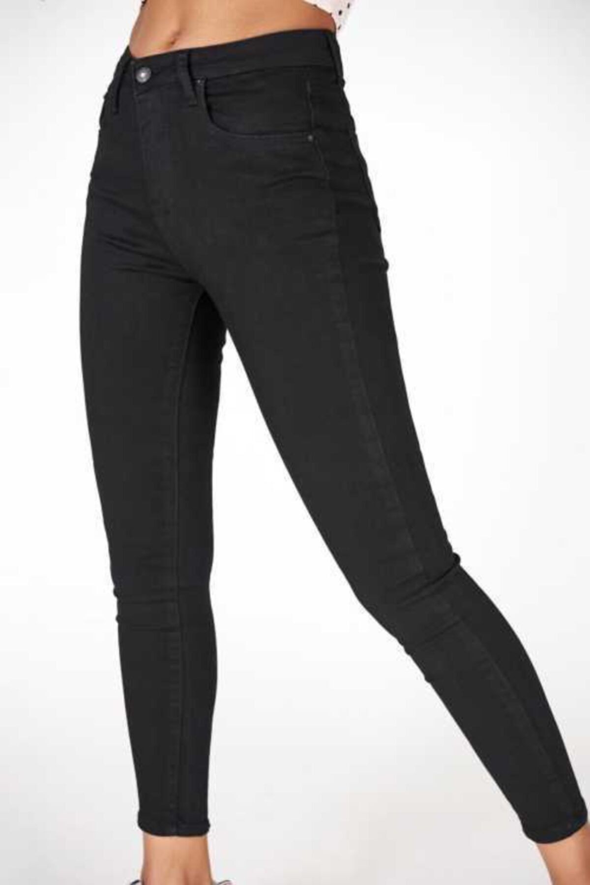 Kadın Siyah Yüksek Bel Dar Paça Skinny Fit Likralı Pantolon