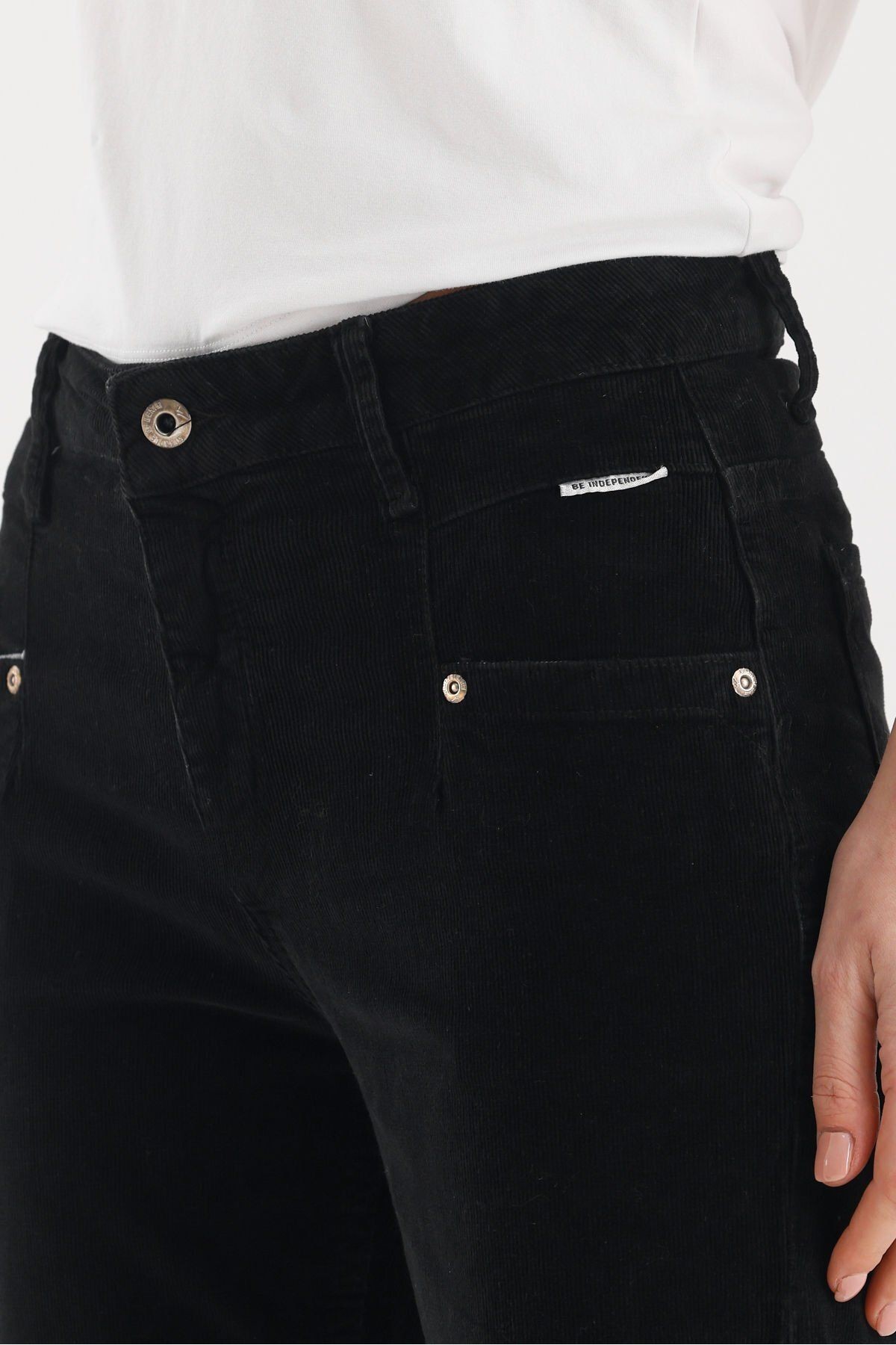 Nairobi Wide Leg Geniş Paça Kadife Pantolon-32 - Siyah