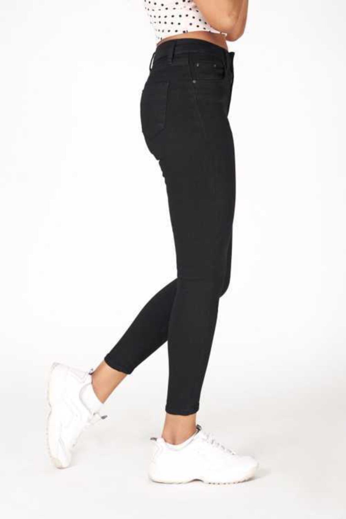 Kadın Siyah Yüksek Bel Dar Paça Skinny Fit Likralı Pantolon
