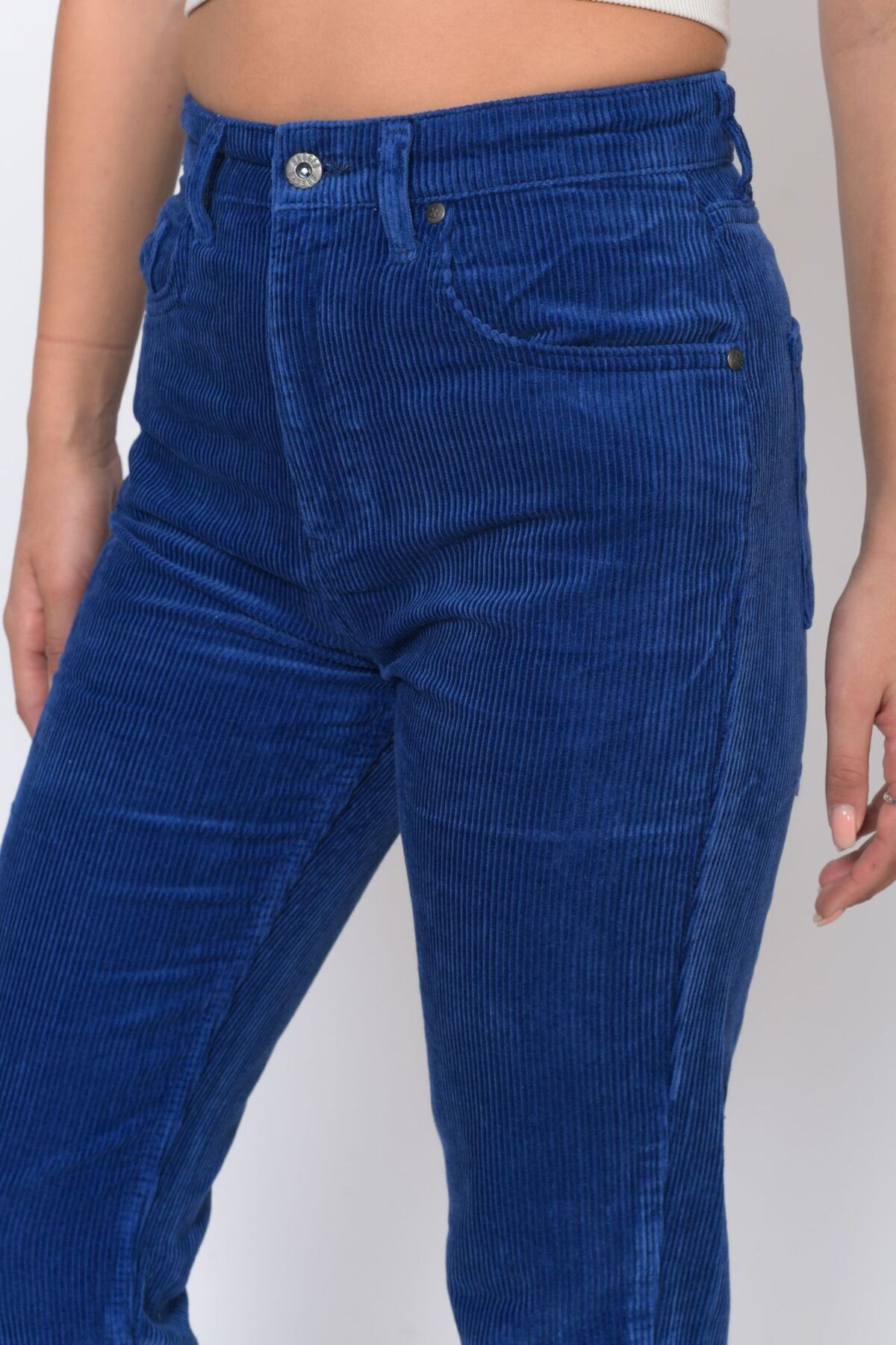 Cepli Fitilli Kadife Mom Pantolon- Lila