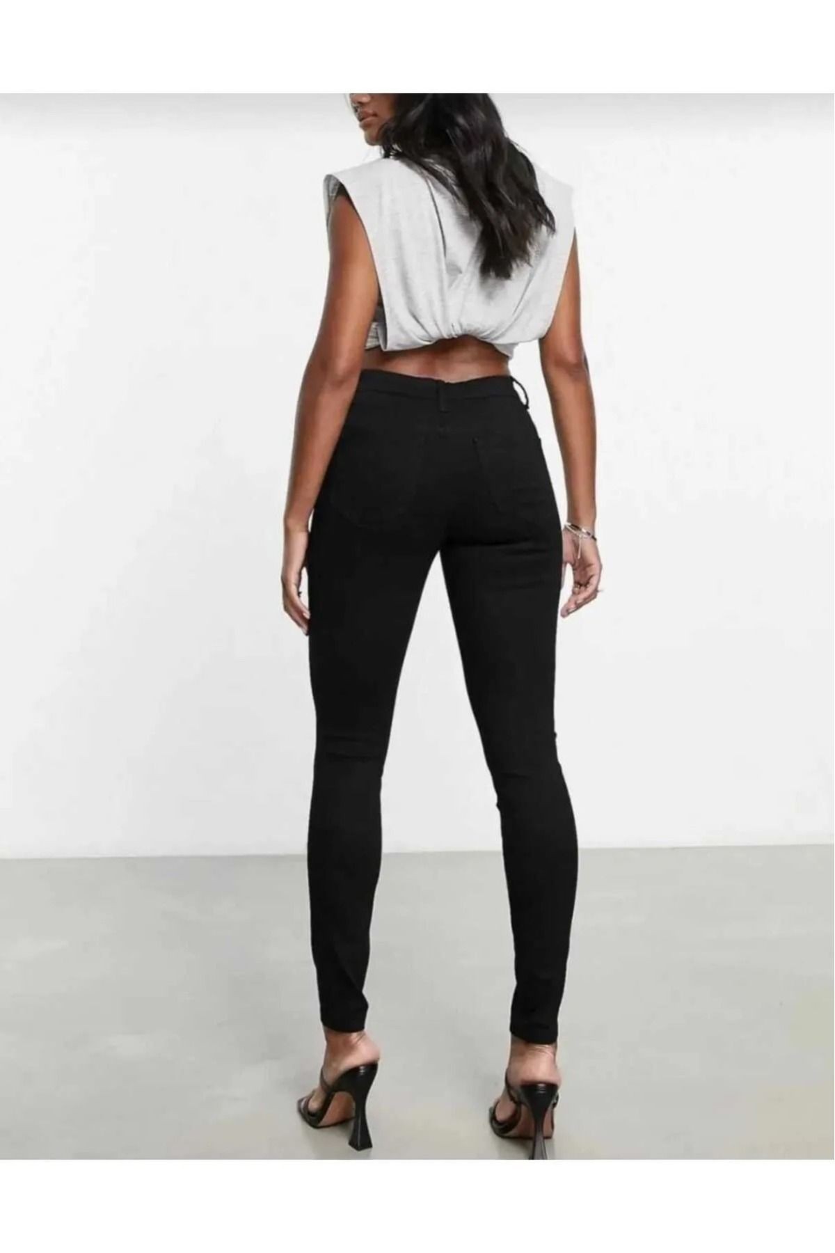 Siyah Skinny Likralı Yüksek Bel Ekstra Esnek Kot Pantolon- S Jeans
