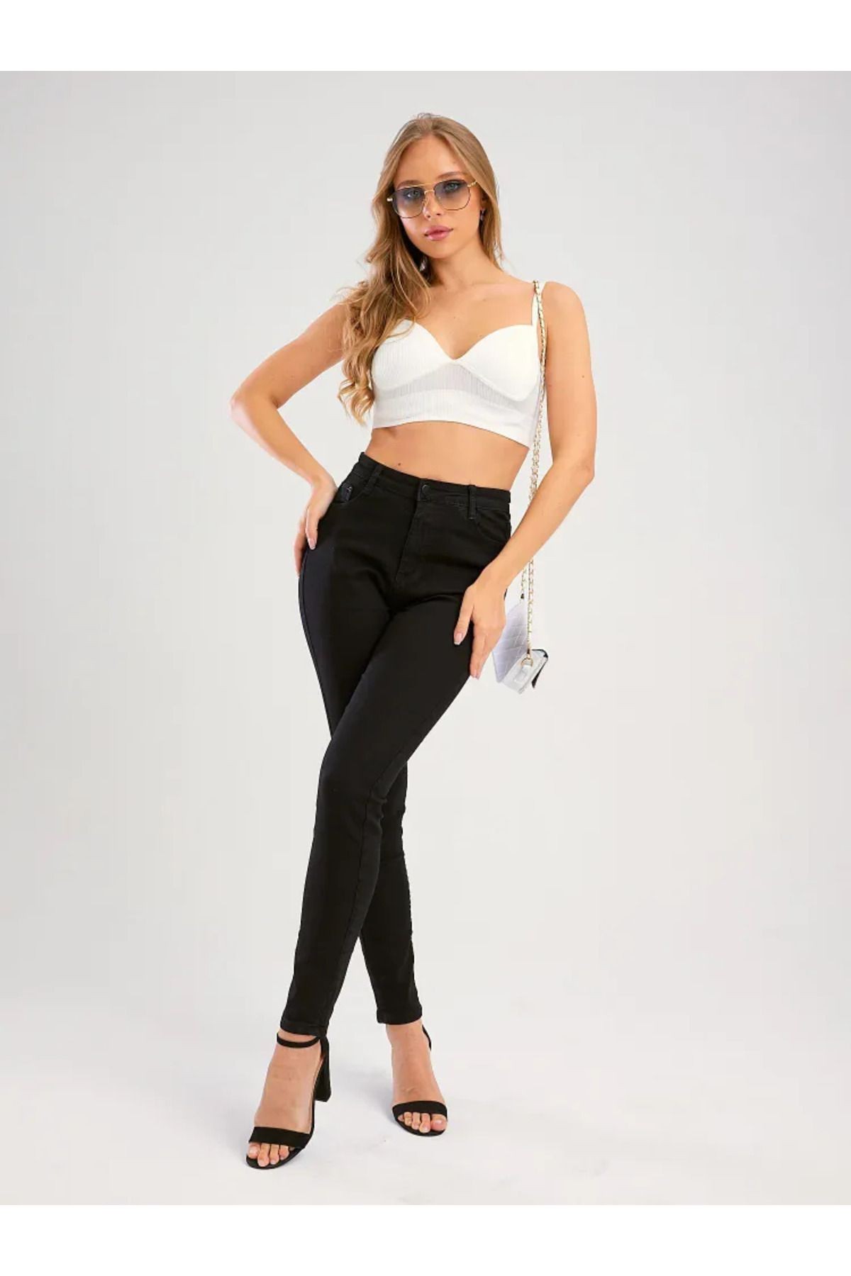 BUCHA JEANS SÜPER SİYAH RENK ATMAZ YÜKSEK BEL ETİKET BUCHA